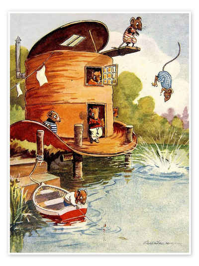 Posterlounge Poster Master Collection, Urlaub bei den Mäusen, Illustration