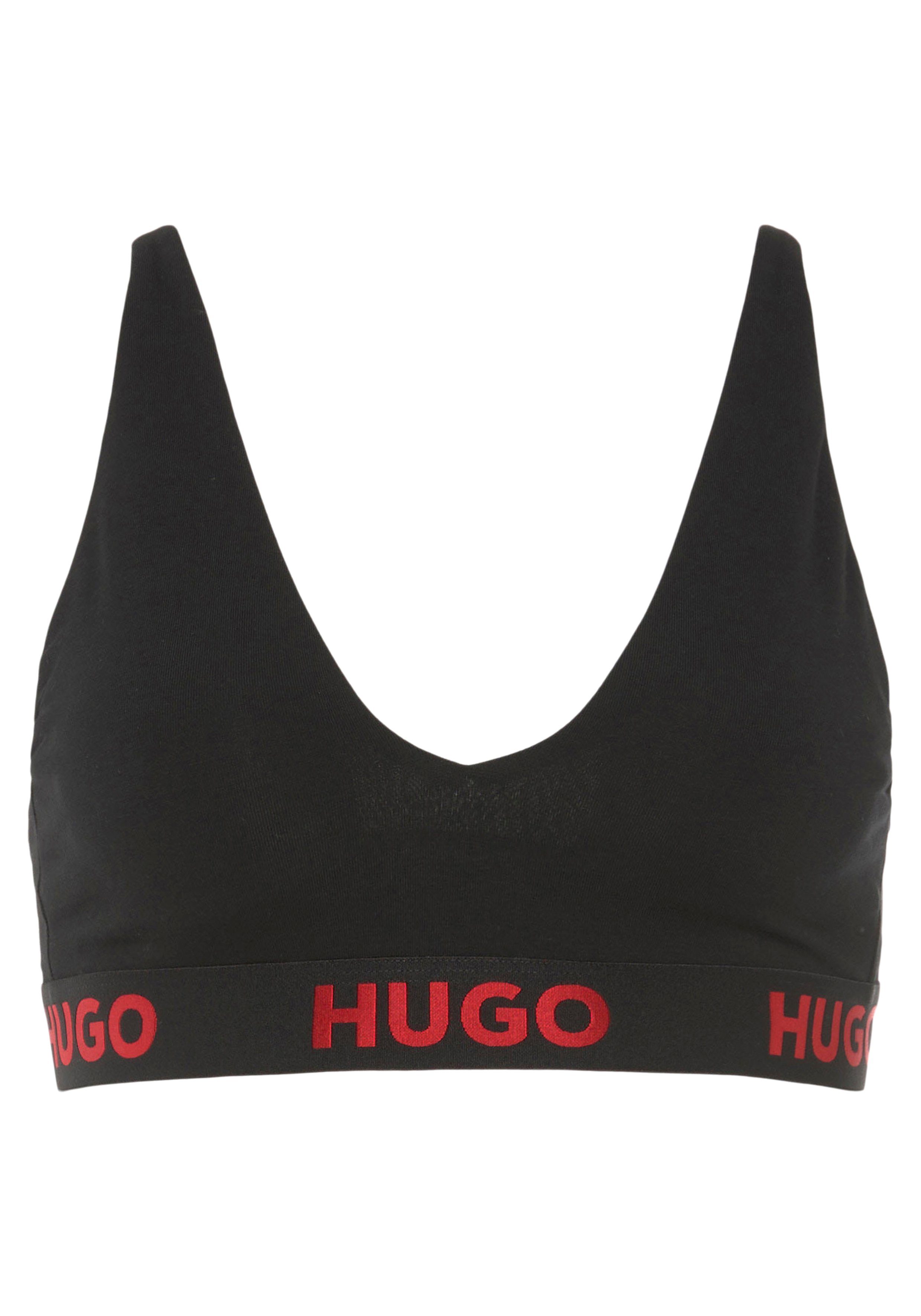 HUGO Triangel-BH TRIANGLE PADD.SPORTY Logo HUGO auf mit Bund Black001 dem