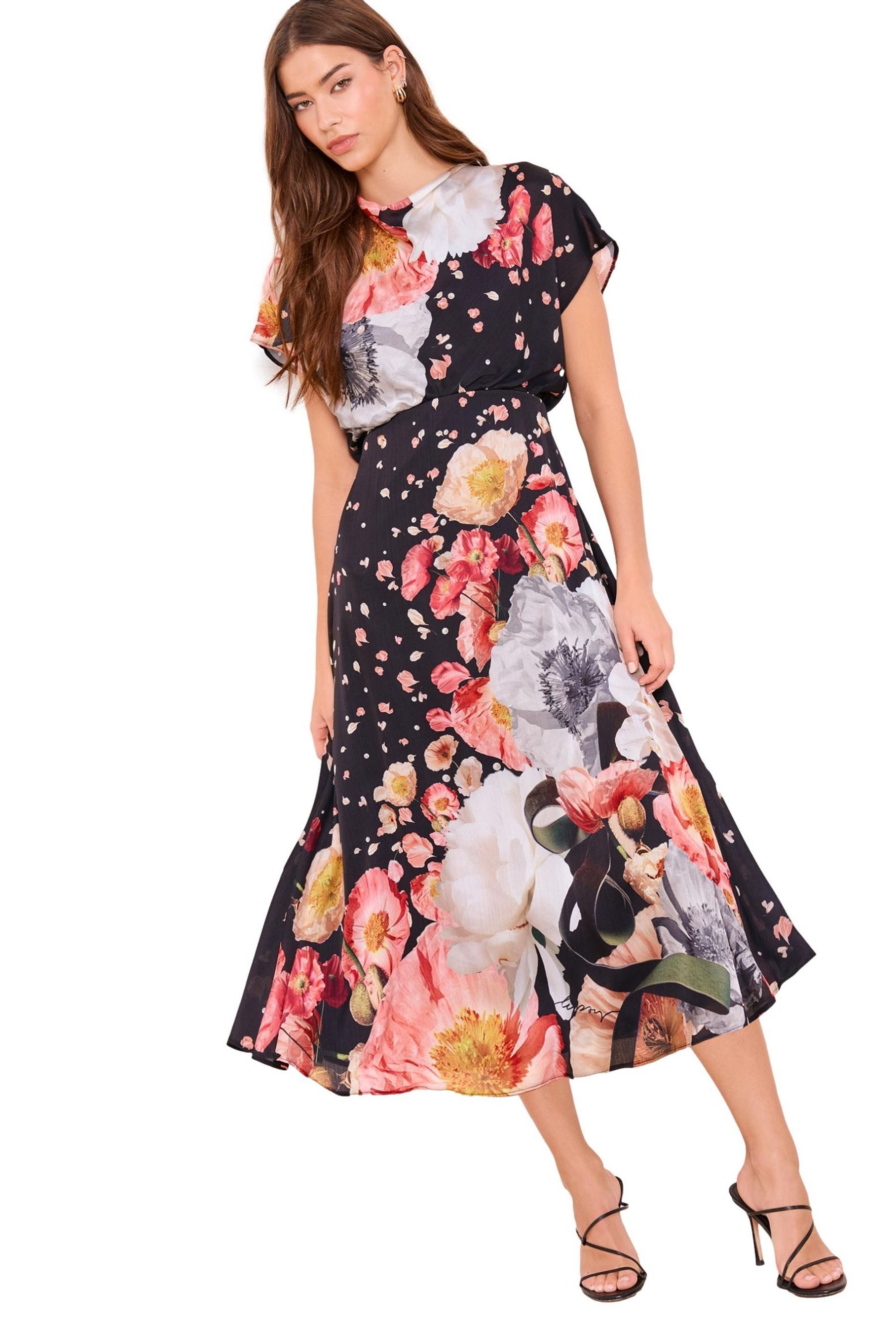 LIPSY Midikleid Lipsy Kurzärmeliges Midikleid aus Satin, Regular (1-tlg)