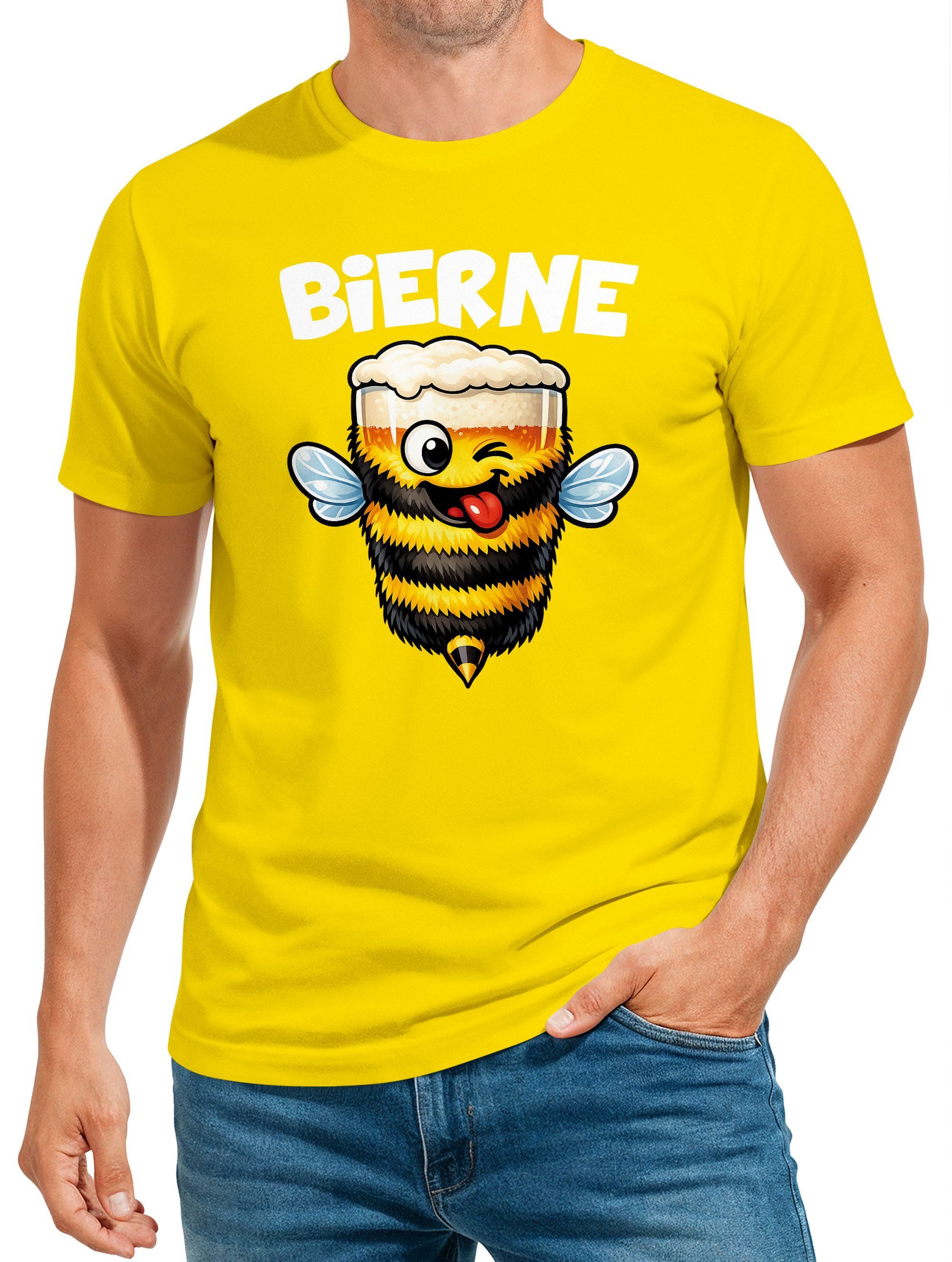 Print-Shirt Herren T-Shirt Fasching Karneval, Bierne Bier, Kostüm-Ersatz
