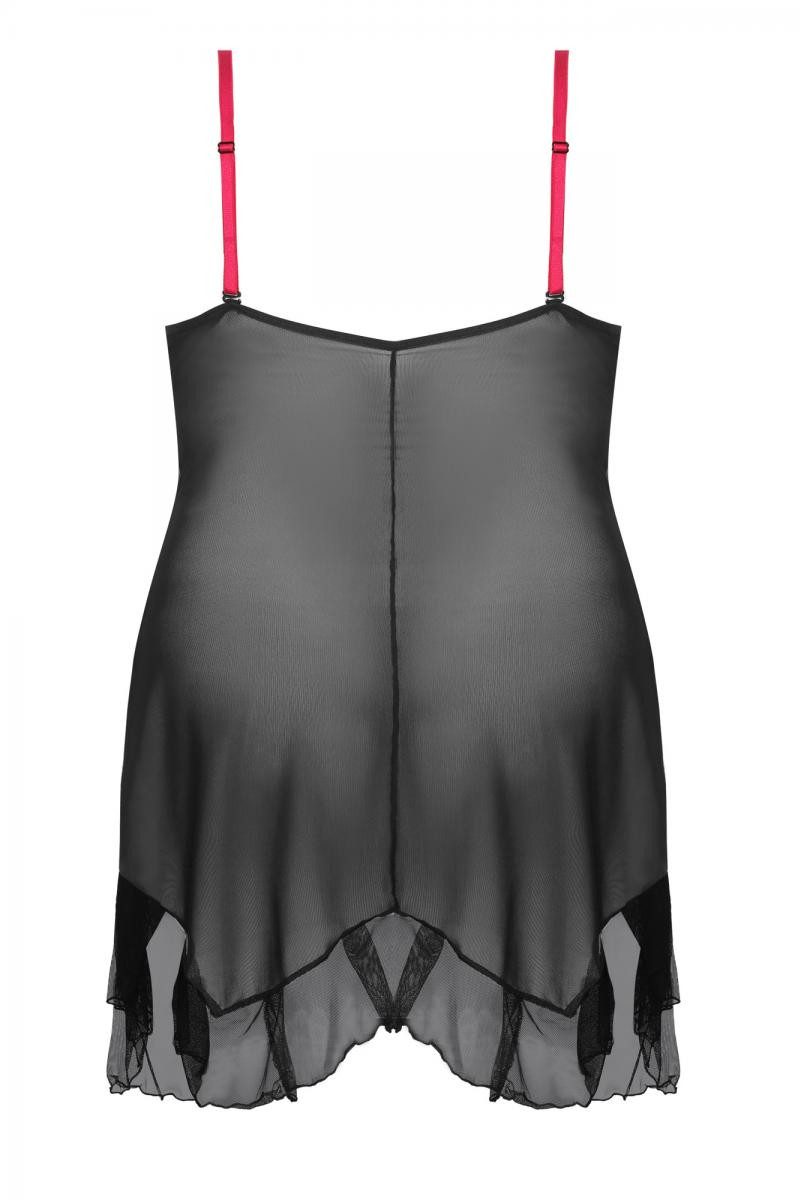 Anais Apparel Size Plus Negligé Frauen Dessous Plus Size Chemise schwarz pink Nachtkleid aus Tüllmater
