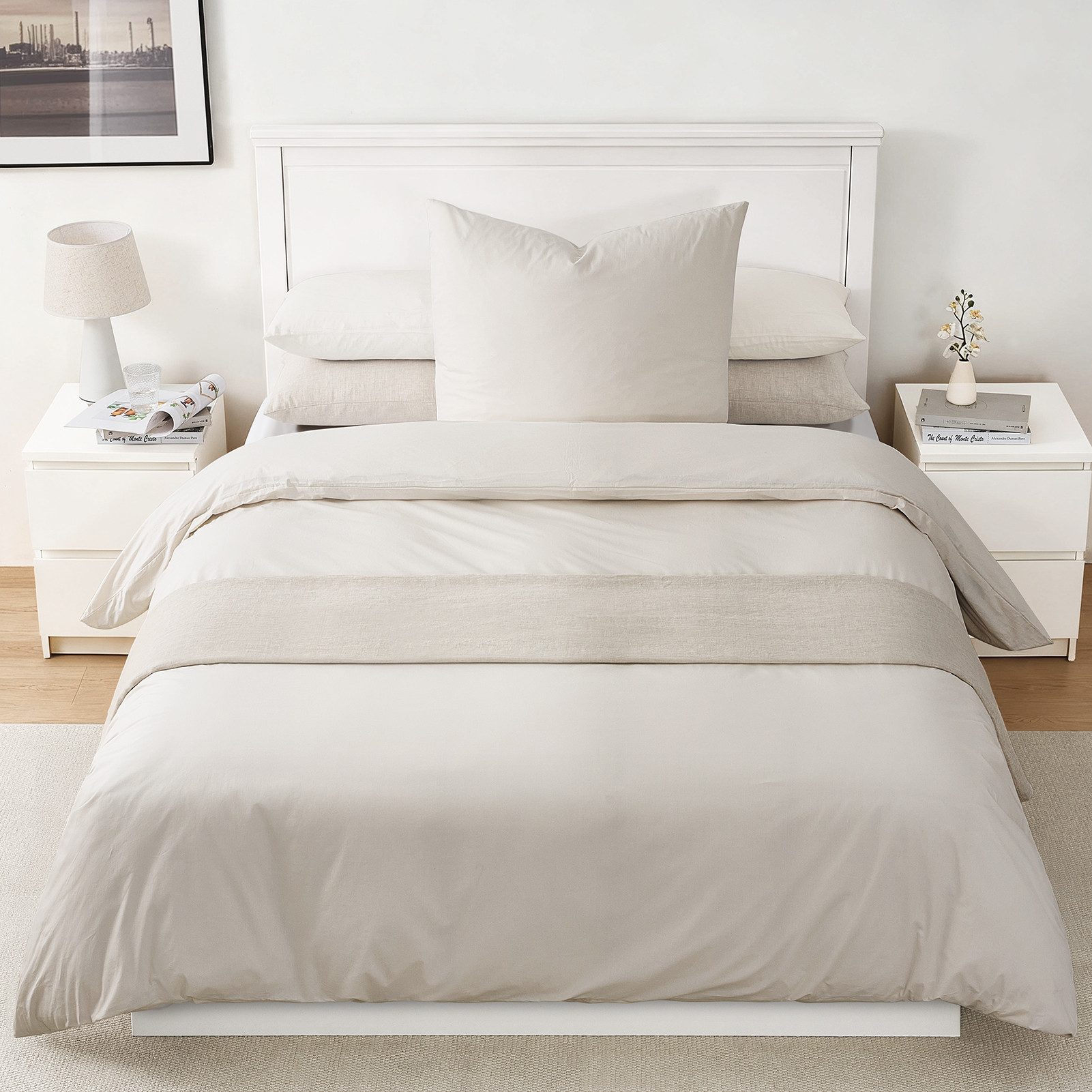 Topfinel Bettwäsche 135 x 200 baumwolle weich hautfreundlich Allergiker Baby ganzjährig, Baumwolle, 2 teilig, bettwäsche-sets 155 X 220 mit reißverschluss Beige Einfarbig Modern