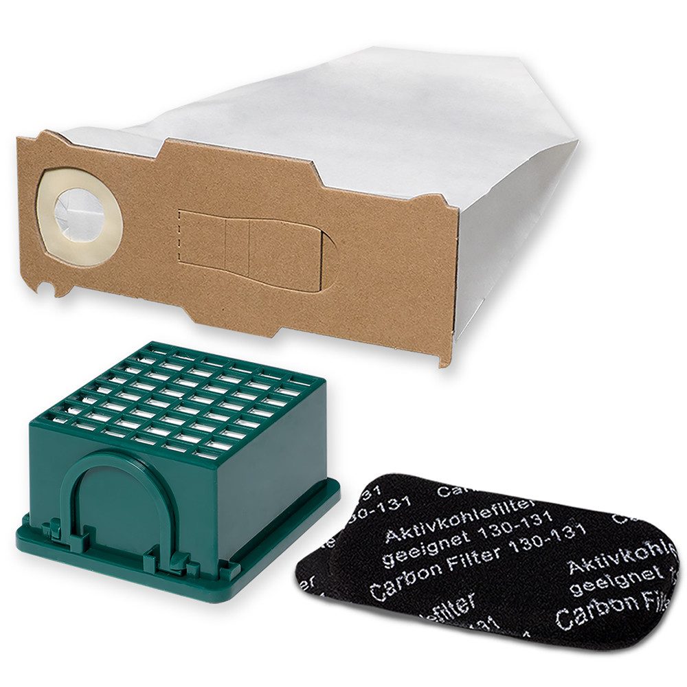 PRIMEBAG Staubsaugerbeutel 10 Filtertüten und Filter passend für Vorwerk Kobold 130 131