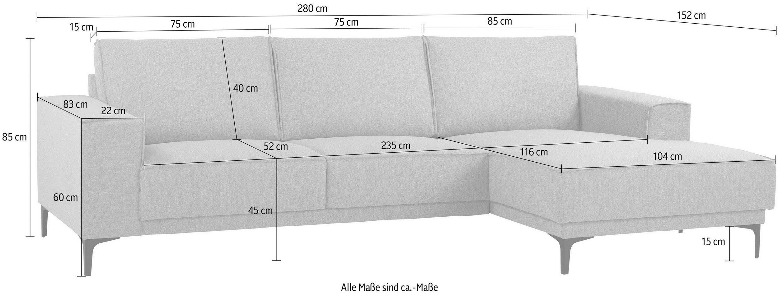 Places of Style Ecksofa hochwertiger Oland, im zeitlosem und Verabeitung Design