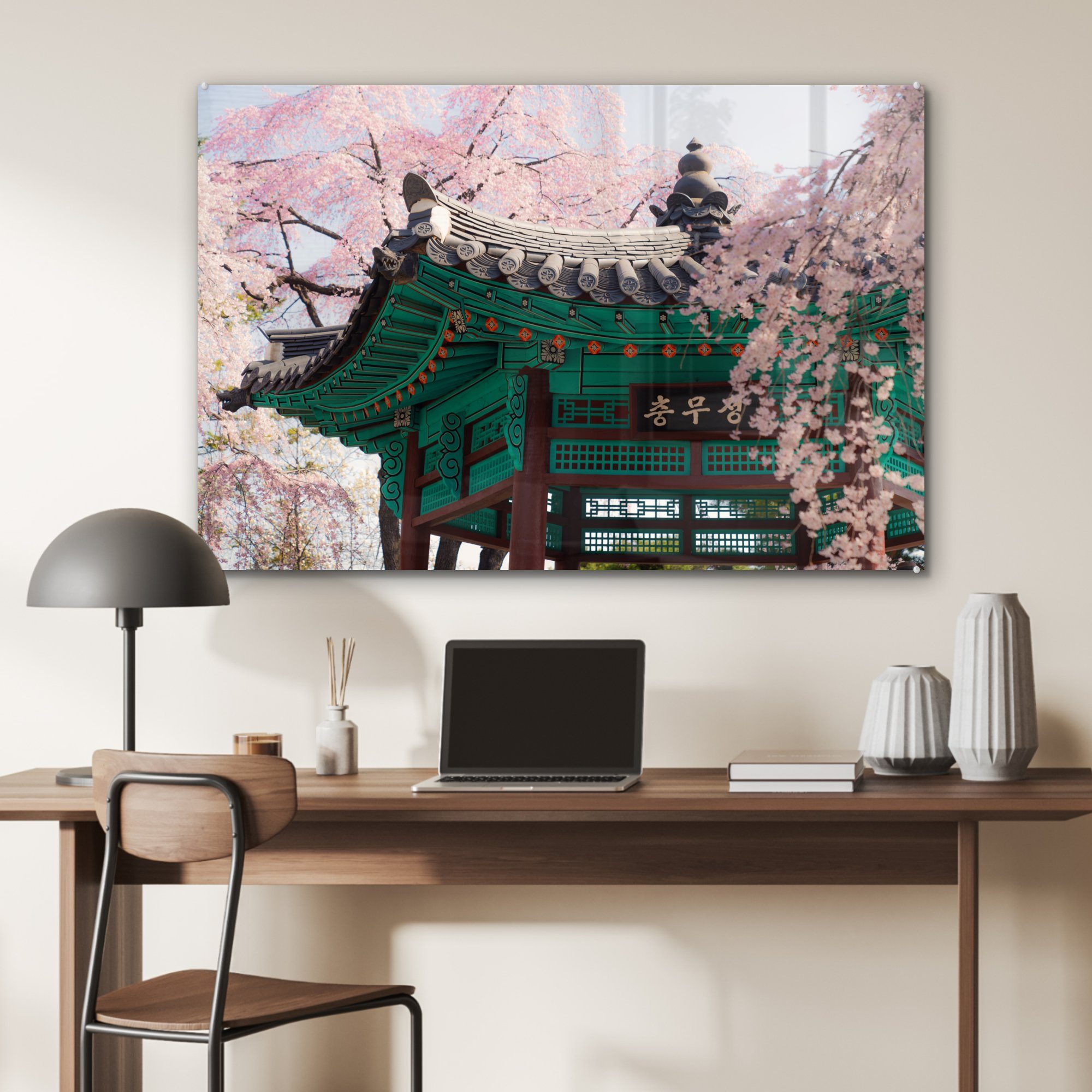 (1 Bäume - Pavillon & Korea, St), Acrylglasbilder Acrylglasbild MuchoWow - Schlafzimmer Wohnzimmer