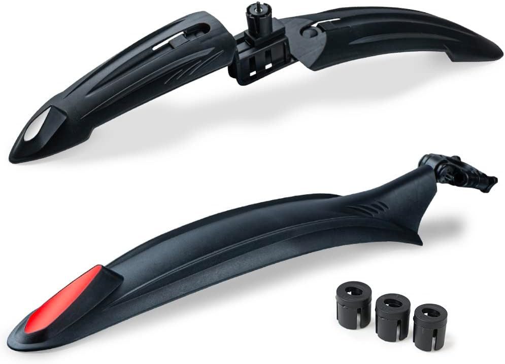 Sportisfaction Schutzblech Fahrrad Schutzblech Set 26-29 Zoll 340g Leicht für MTB Fully E-Bike, Vorne & Hinten Inkl. Reflektoren Spritzschutz für Sattelstütze & Gabel