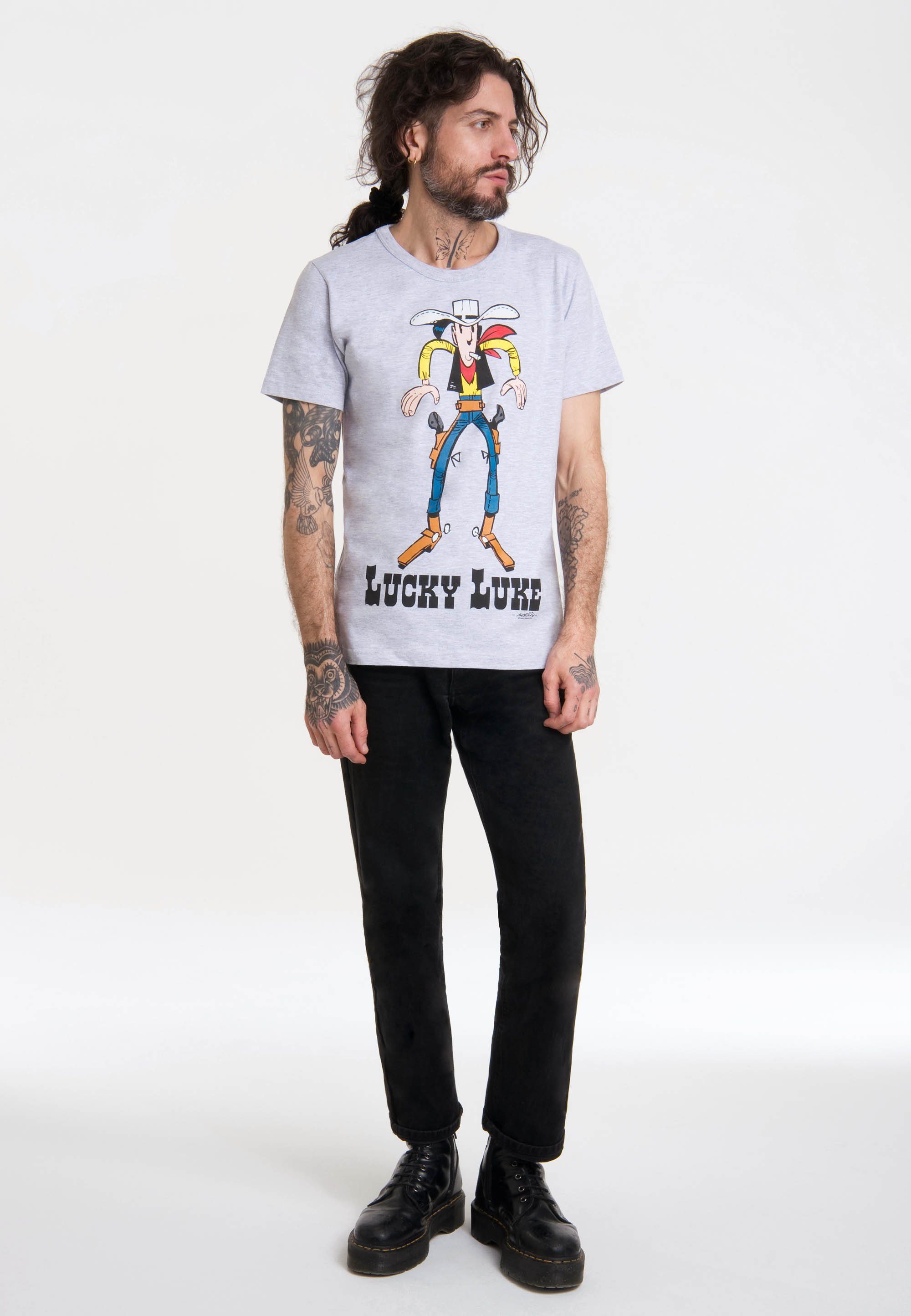 mit LOGOSHIRT T-Shirt Lucky Luke lizenziertem Print