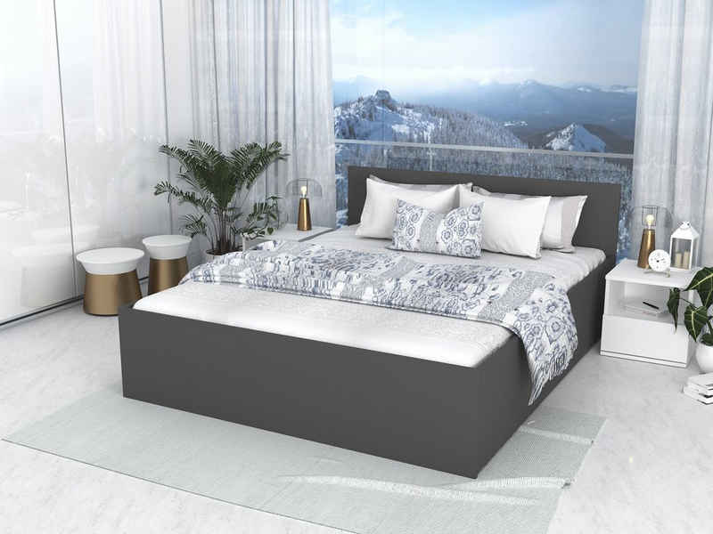 Siblo Bett »Milano D« (Metallrahmen mit Holzlatten, Holzrahmen, Bettzeugbehälter), Möbelplatte