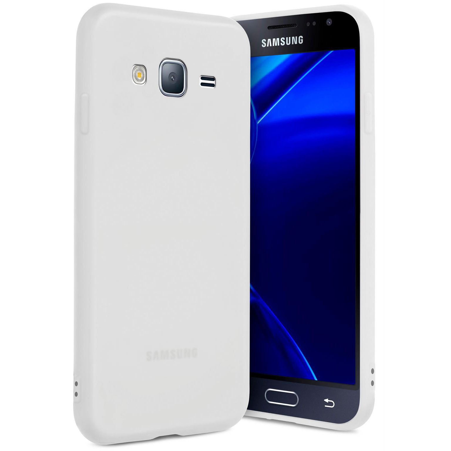 ONEFLOW Handyhülle für Samsung Galaxy J3 (2016) Hülle Dünn SlimShield Pro Weiß 5 Zoll, Backcover TPU Case Handyhülle minimalistisch Schutzhülle Erhöhter Rand