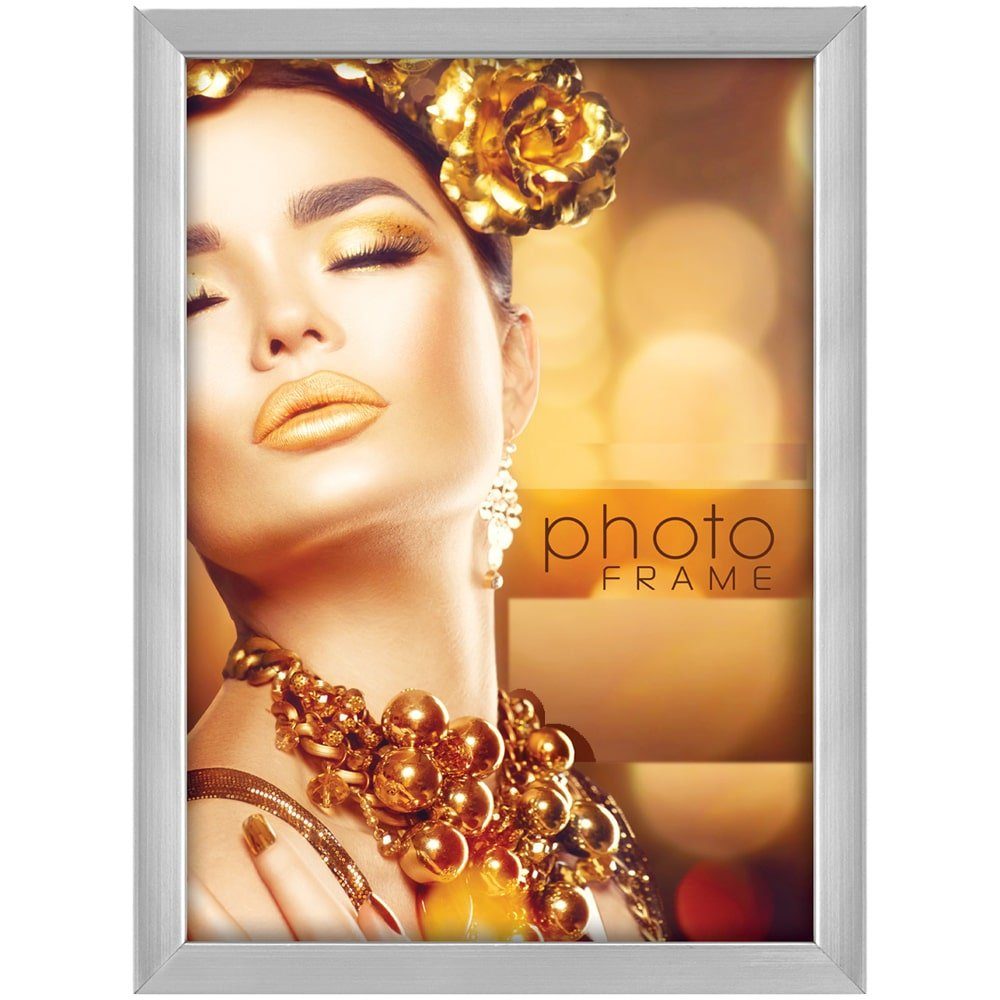 matches21 HOME & HOBBY Рамки Kunststoff Рамки rechteckig silber für 10x15 cm, Wand-Deko Fotorahmen im Hochformat, Querformat zum Stellen, Hängen