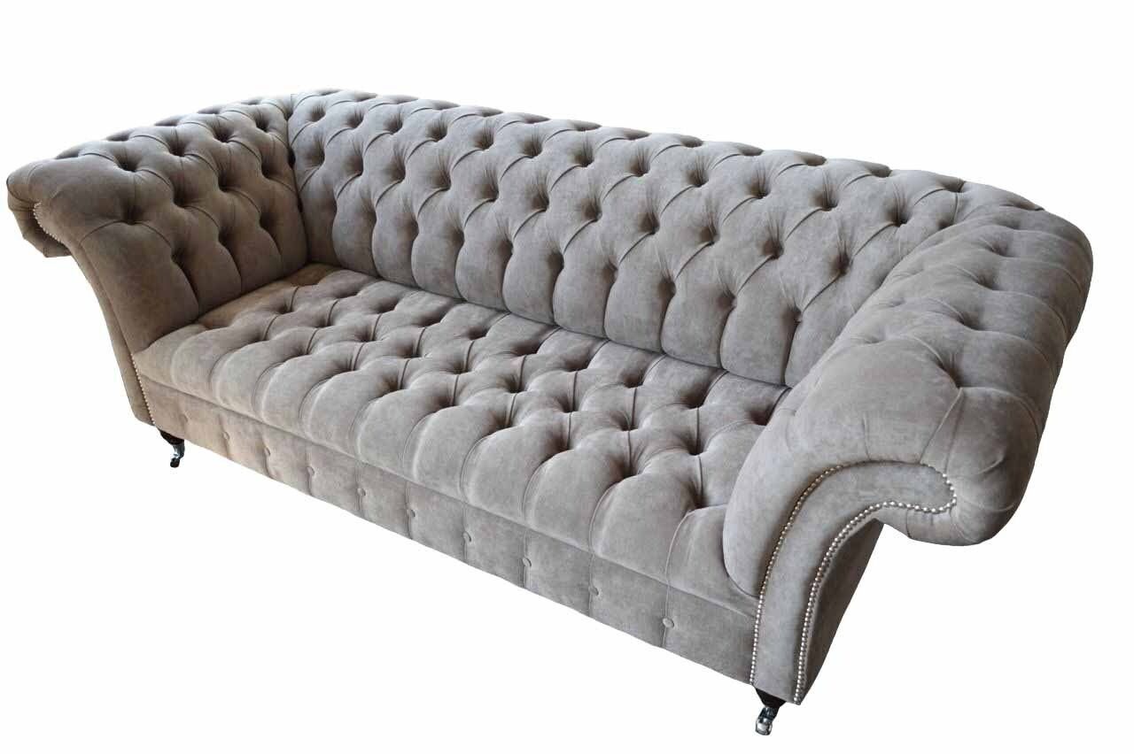 Chesterfield Sitzpolster Couchen Sofa Made Grau Dreisitzer Couch JVmoebel In Sofa Neu, Teile, Europe 1 Möbel