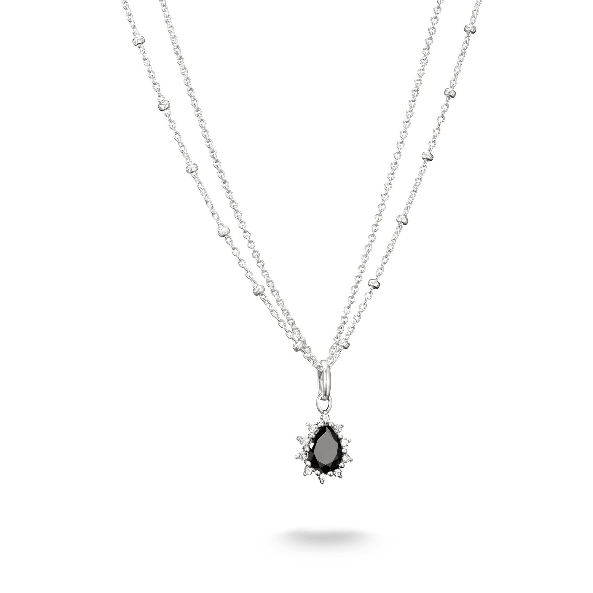 THOMAS SABO Kette mit Anhänger True Romance Halskette Schwarzer Stein, mit Zirkonia (synth)