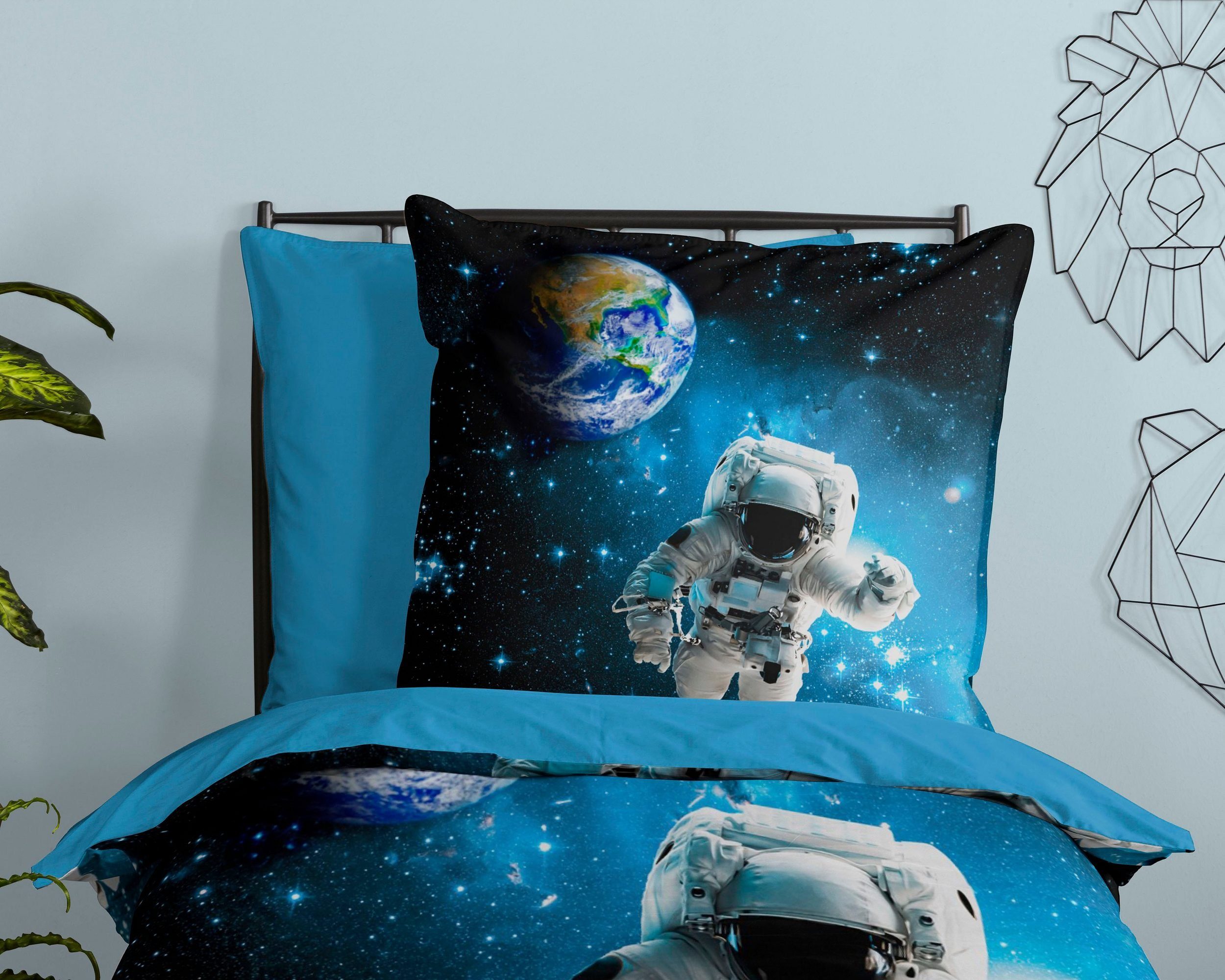 good morning Kinderbettwäsche ASTRONAUT Bettwäsche-Set, Renforcé, 2 teilig, Astronaut