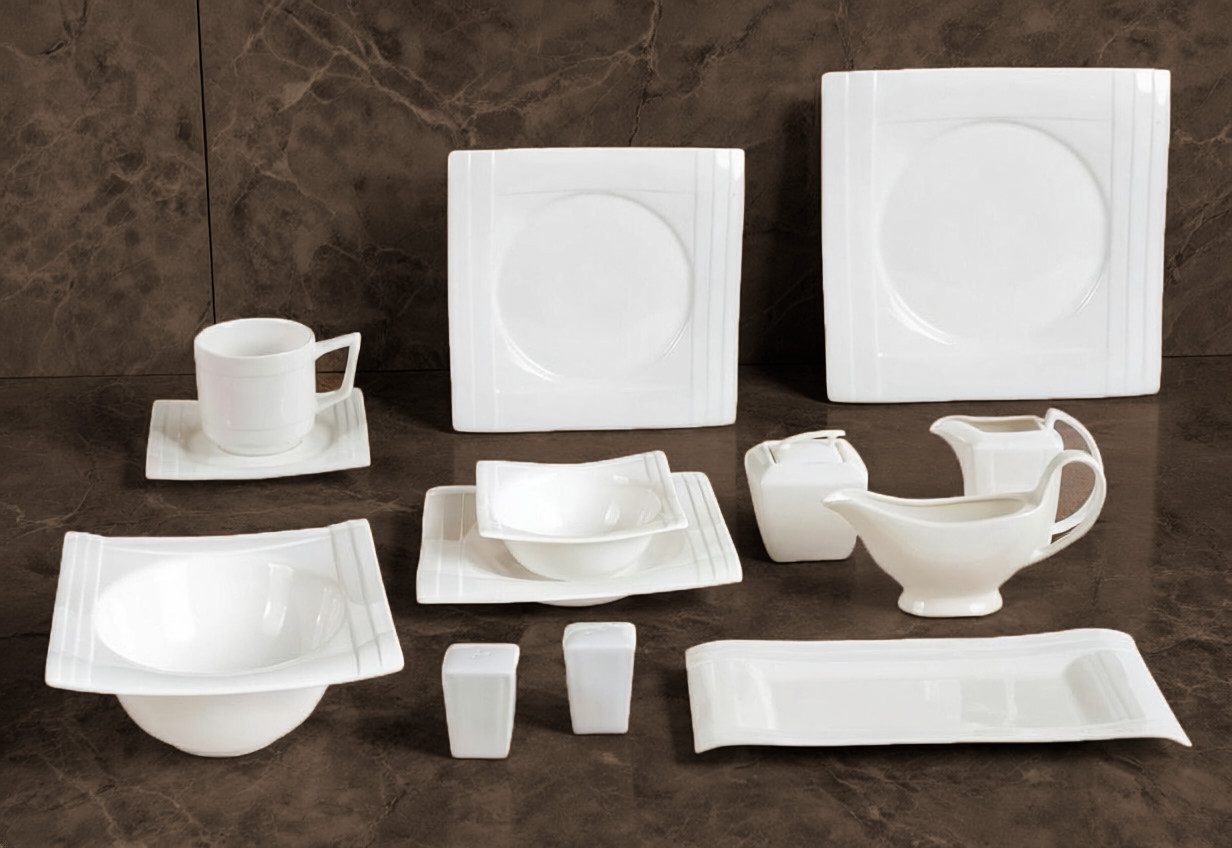 Tullip Kombiservice (43-tlg), 6 Personen, Elegantes Geschirr-Set, Tafel- und Kaffeeservice, Designed in Germany