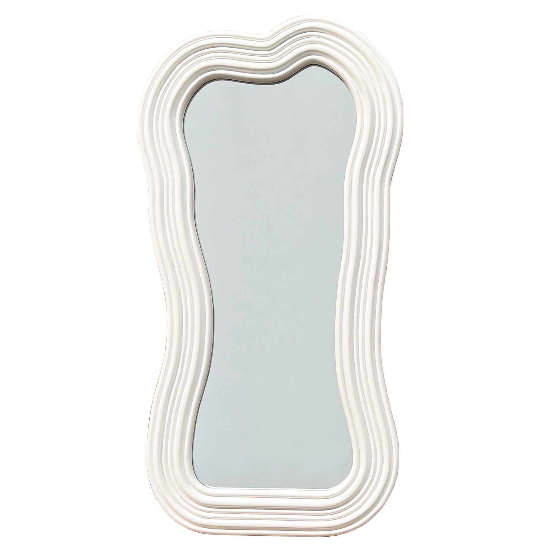 riess-ambiente Wandspiegel ALICE II 100cm weiß - Kunststoff, Ganzkörper, asymmetrisch, abstrakt (Einzelartikel, 1-St), Зеркало mit 3D-Design - ideal für Flur, Ankleide, Garderobe & Eingang