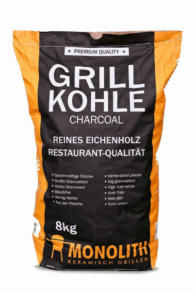 MONOLITH Holzkohlegrill, Grillkohle, Holzkohle 8 kg Restaurant Qualität Hartholz BBQ Camping