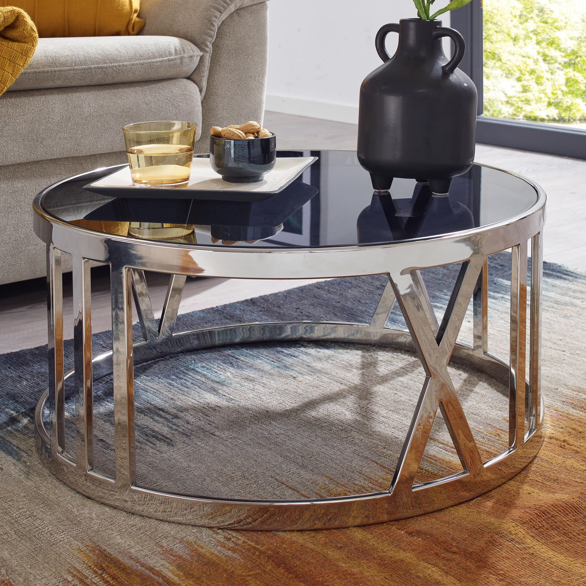 FINEBUY Couchtisch FB41428 (60x60x30 cm Silber, günstig online kaufen