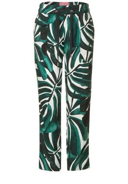 STREET ONE Stoffhose Street One Loose Fit Hose mit Print in Lagoon Gree (1-tlg) Einschubtaschen