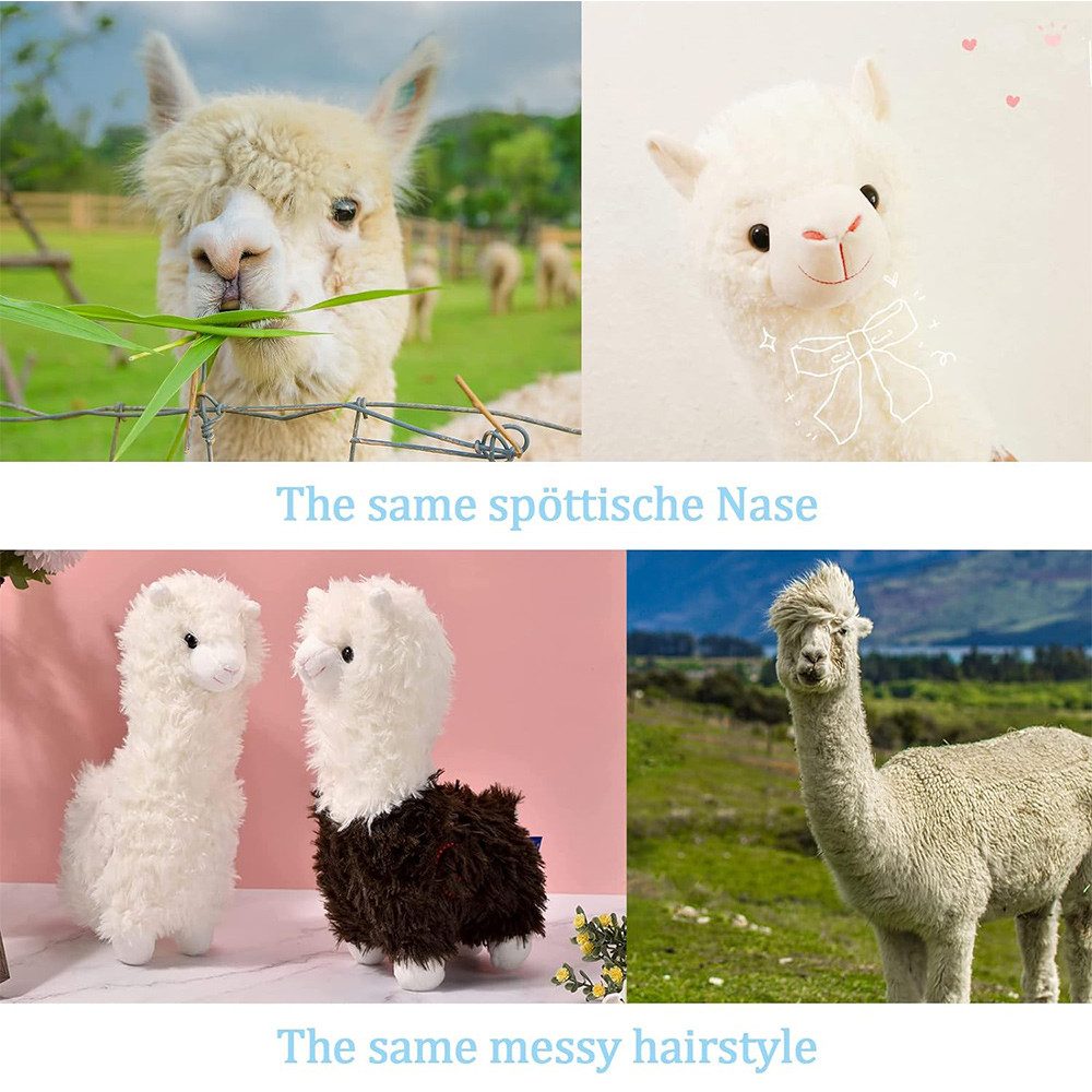 HAUSS SPOLE Kuscheltier Alpaka Plüschtier Kissen Plüschfigur PP-Baumwolle Einschlafhilfe (Alpaka Kuscheltier,Stand Alpaka Plüschtier, 1-St), Lama Stofftier Geschenk für Kinder Mädchen Jungen