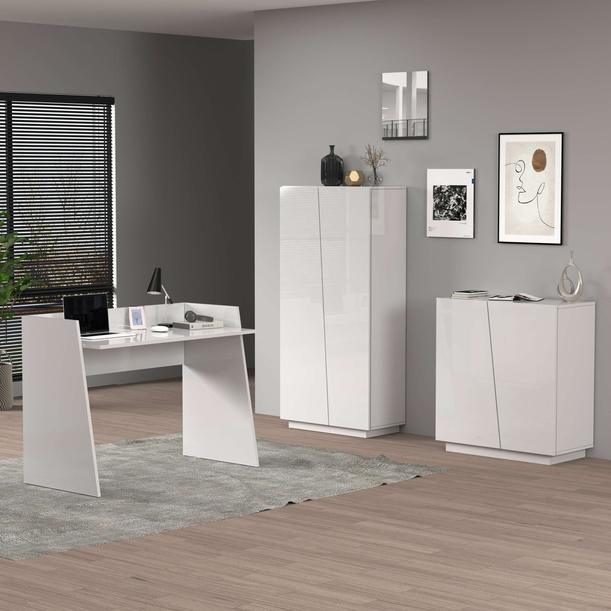 Home affaire Aktenschrank Vega, Mehrzweckschrank, Büroschrank, mit 2 Türen & verstellbaren Einlegeböden, Höhe 86 oder 166 cm, Made in Italy – Bild 4 von 5