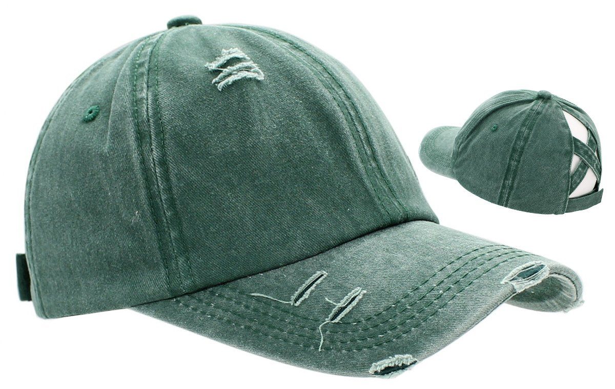 dy_mode Baseball Cap Damen Baseball Cap mit Zopfloch Frauen Mütze Schirmmütze Ponytail Loch Mit Ponytail Loch, im Destroyed Look