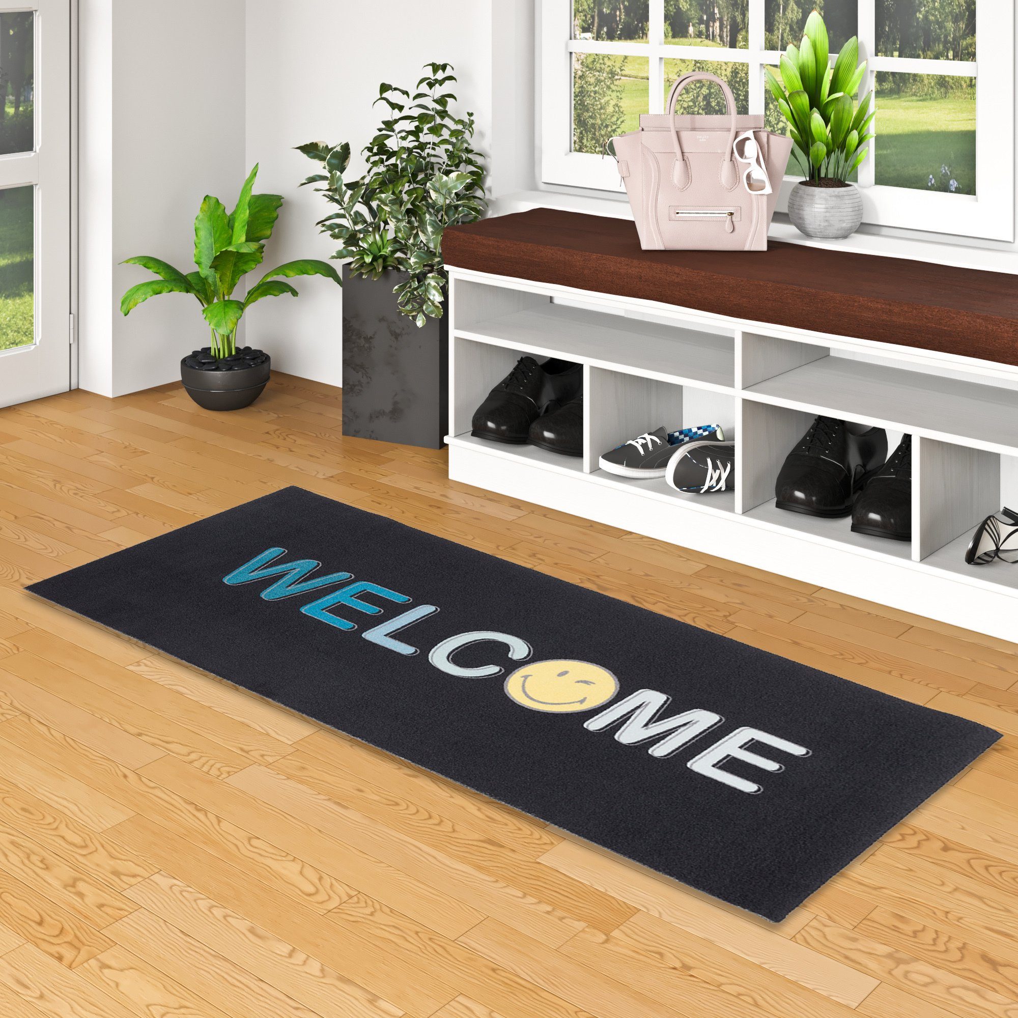 Pergamon Küchenläufer Küchenläufer Teppich Trendy Smiley Welcome, Rechteckig, Höhe: 5 mm