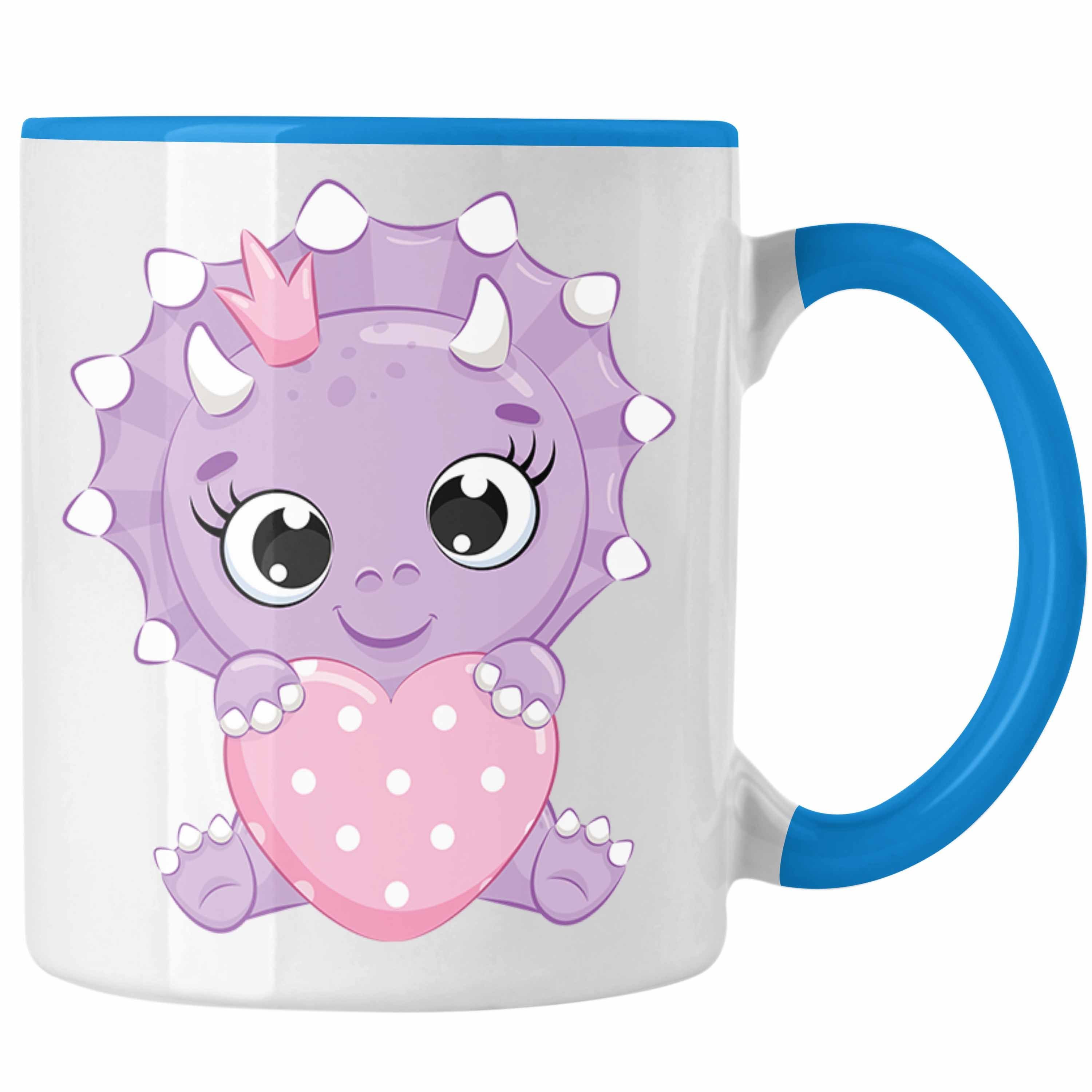 Tasse Geschenk Grafik Mädchen Trendation Tasse Blau Lustig Dinosaurier