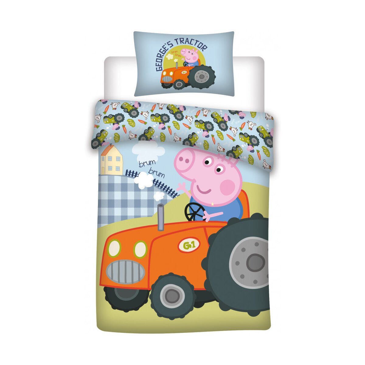 Peppa Pig Kinderbettwäsche Peppa Wutz George’s Tractor Kinderbettwäsche 100x135