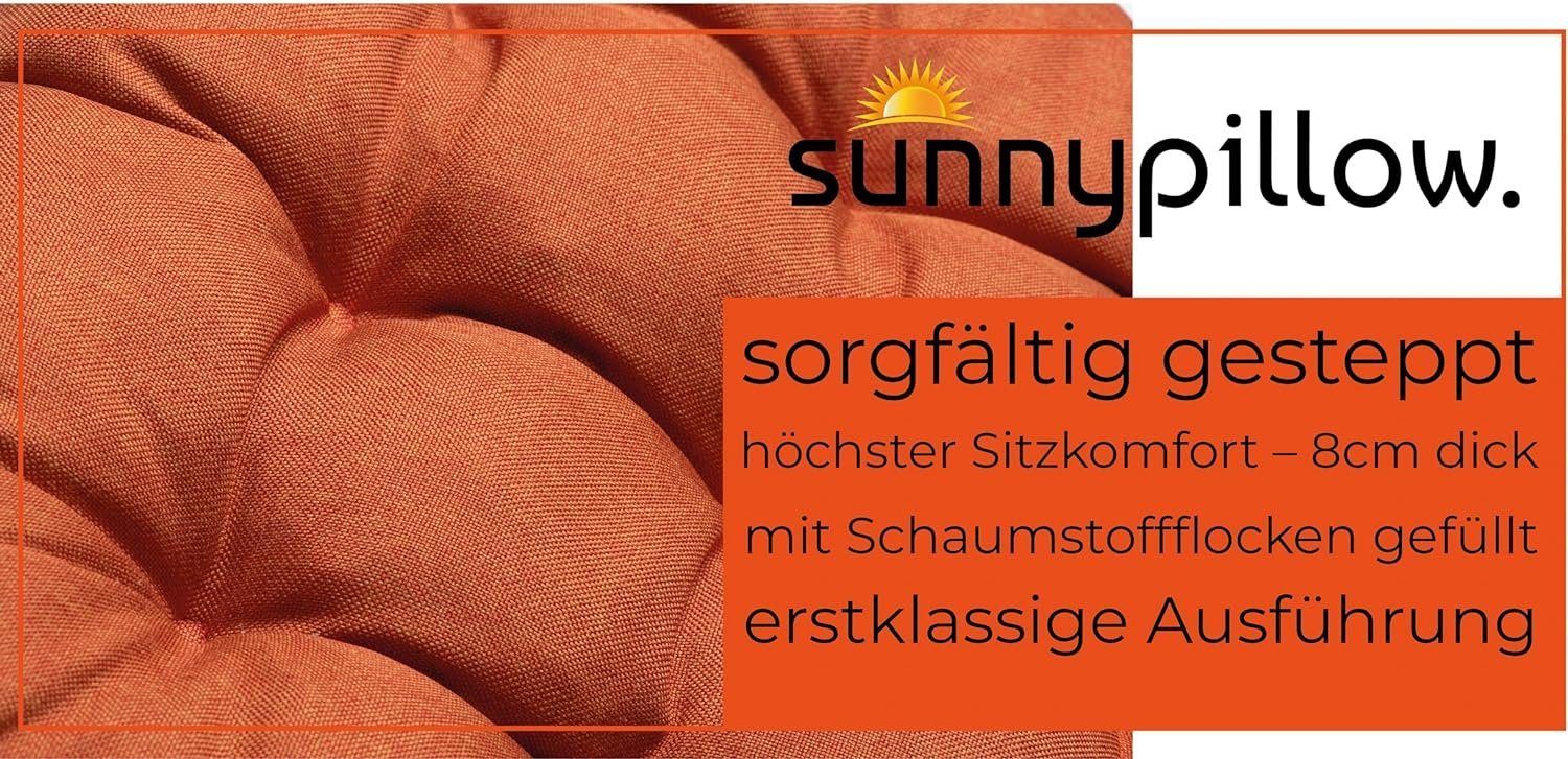 sunnypillow Stuhlkissen 4er Set Stuhlkissen mit Bändern Ontario, Orange