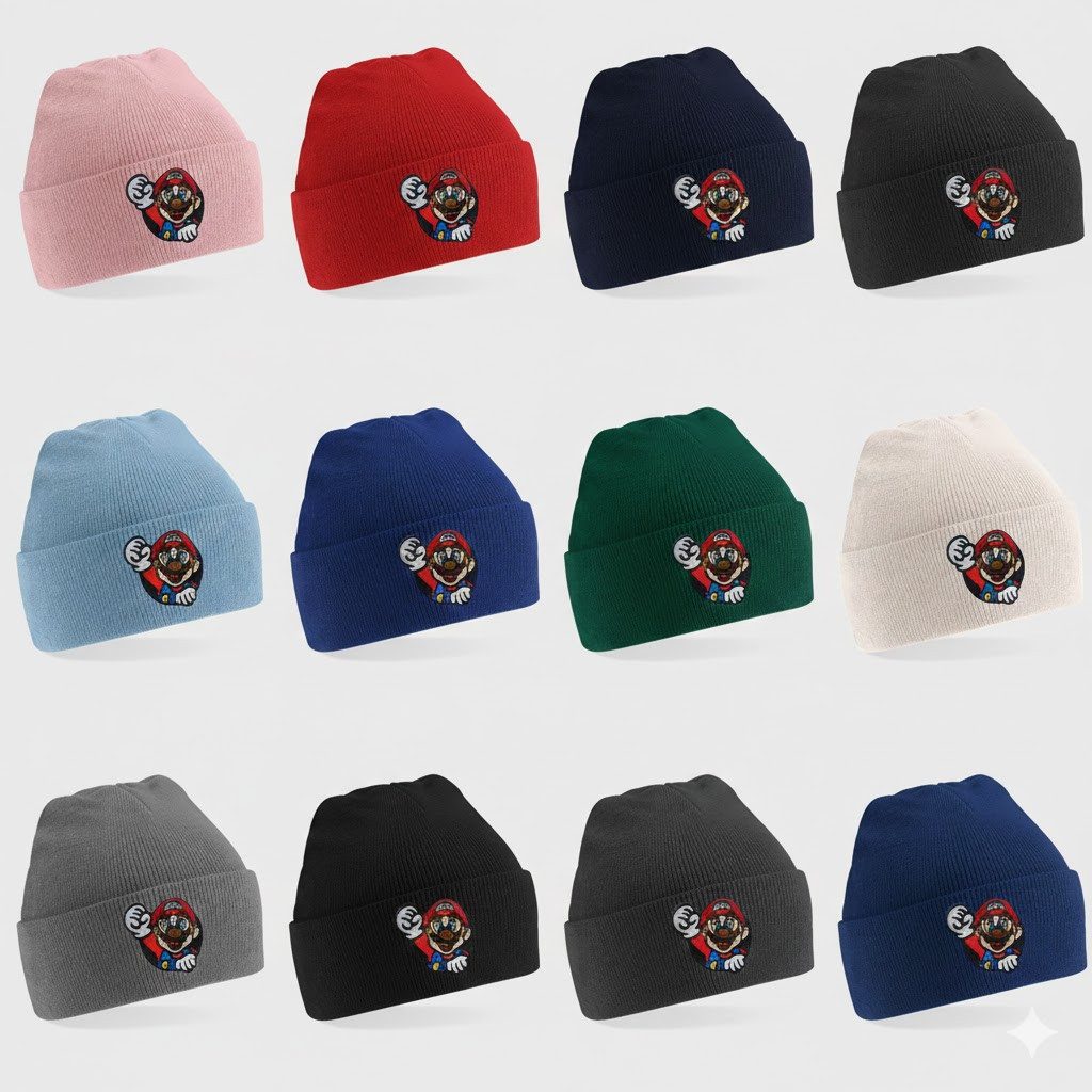 Blondie & Brownie Beanie Unisex Erwachsenen Mütze Mario Fight Luigi Yoshi Retro Konsole Unisex Super Mario Beanie Retro Gaming Faust warm gestrickt