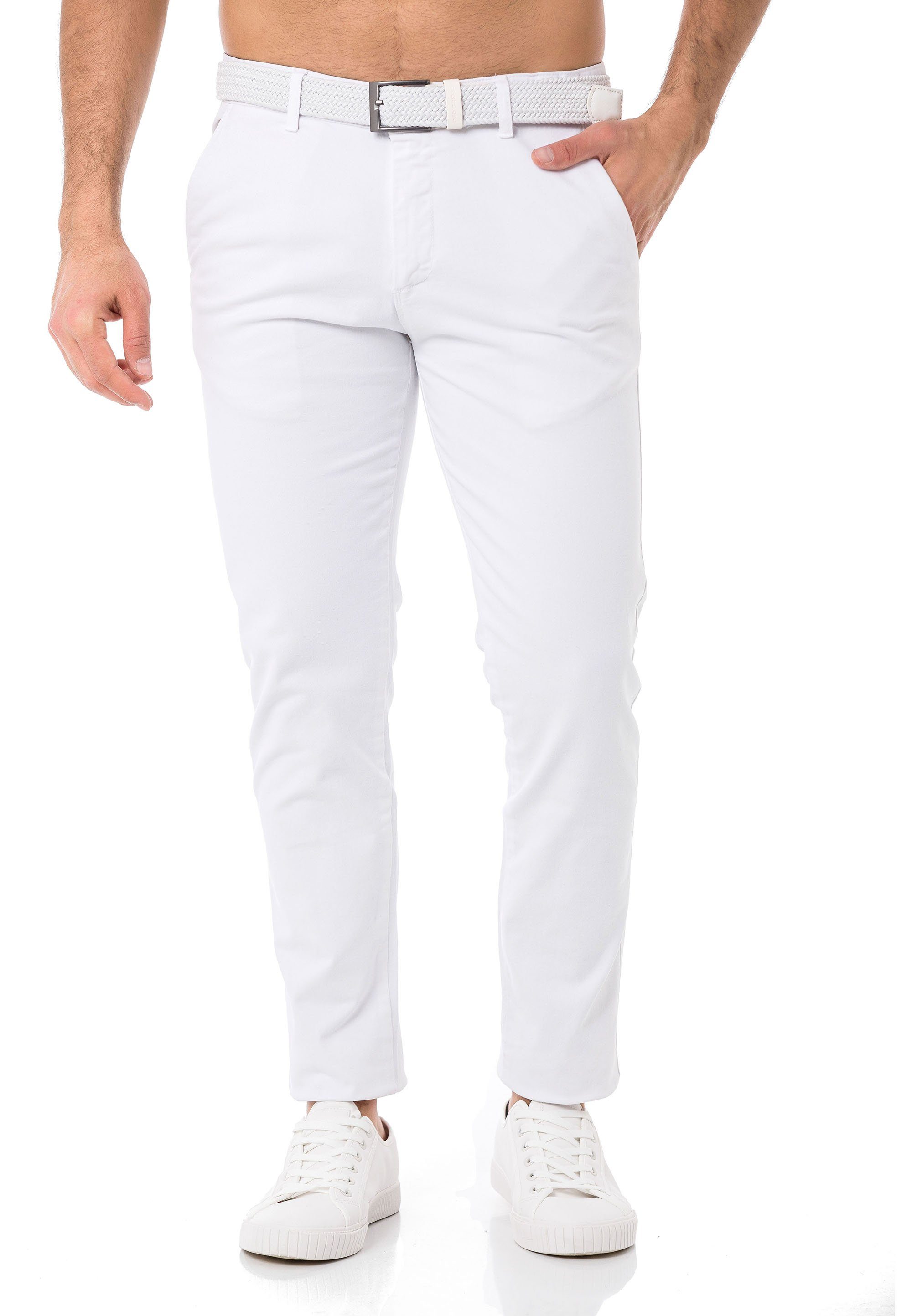 RedBridge Chinohose Chino Hose Pants mit Gürtel Weiß W33 L32