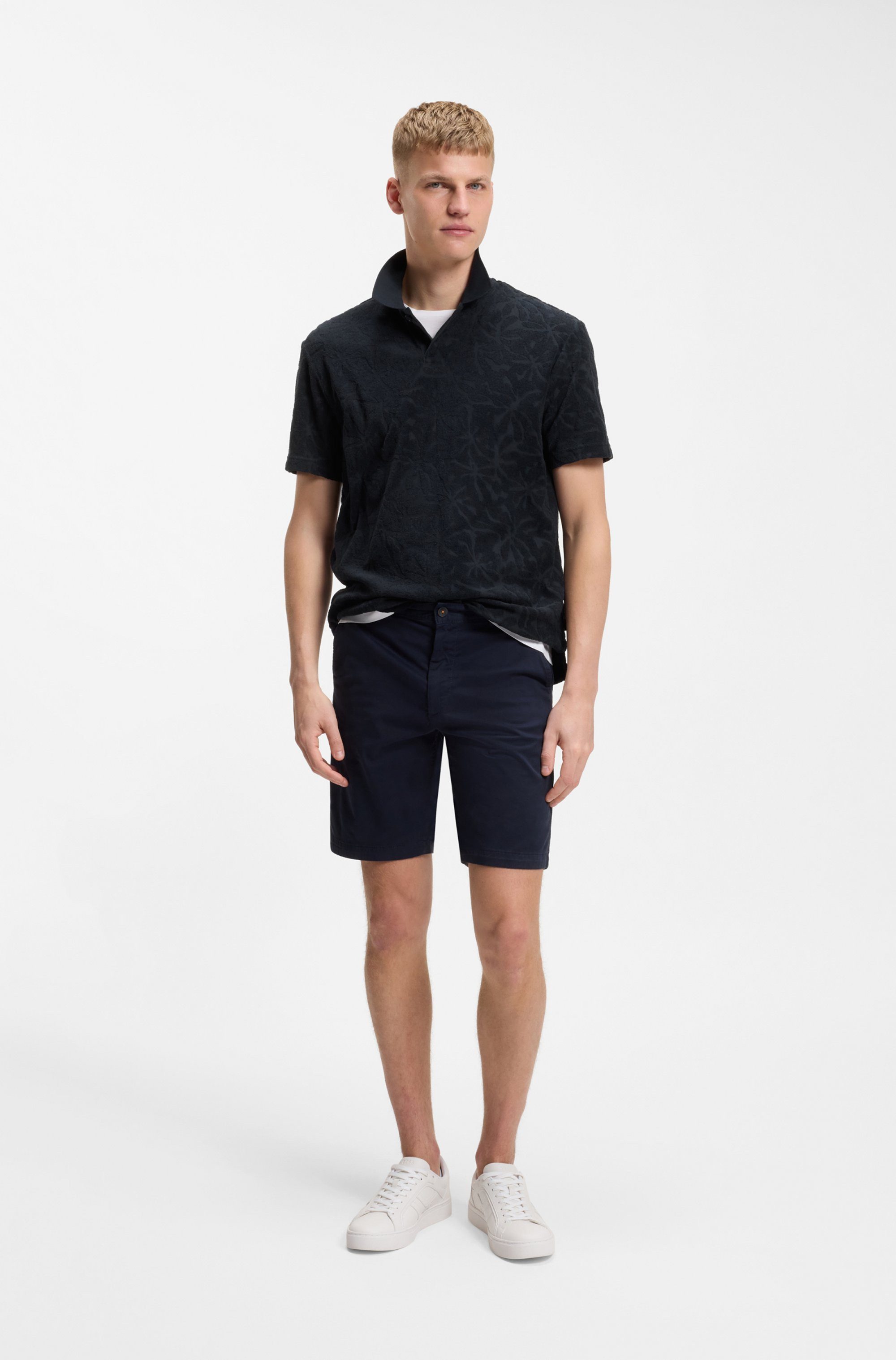 BOSS ORANGE Poloshirt florales Jacquardmuster, Baumwollfrottee, Relaxed Fit