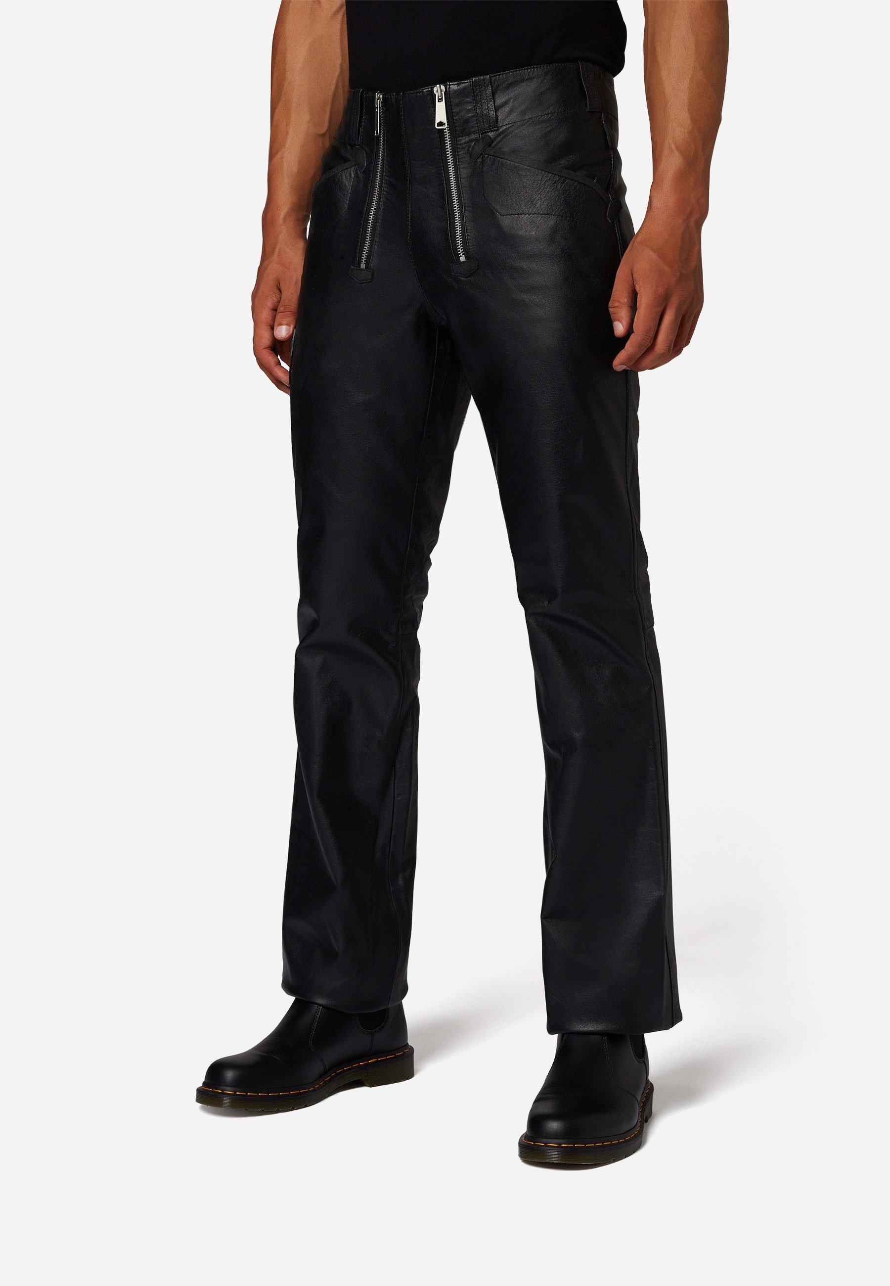 RICANO Lederhose RT-105 Zimmermannshose Leder Zimmermannshose mit Straight Leg Cut