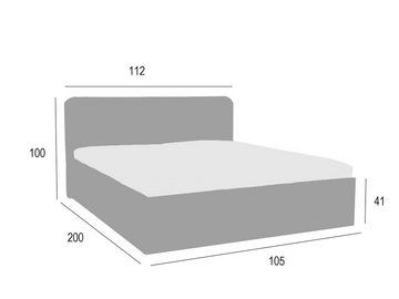 Halmon Schlafkomfort Betten Bett Luxi, Schöne Kopfteilpolsterung mit Knopfheftung und eine Höhe von 100 cm