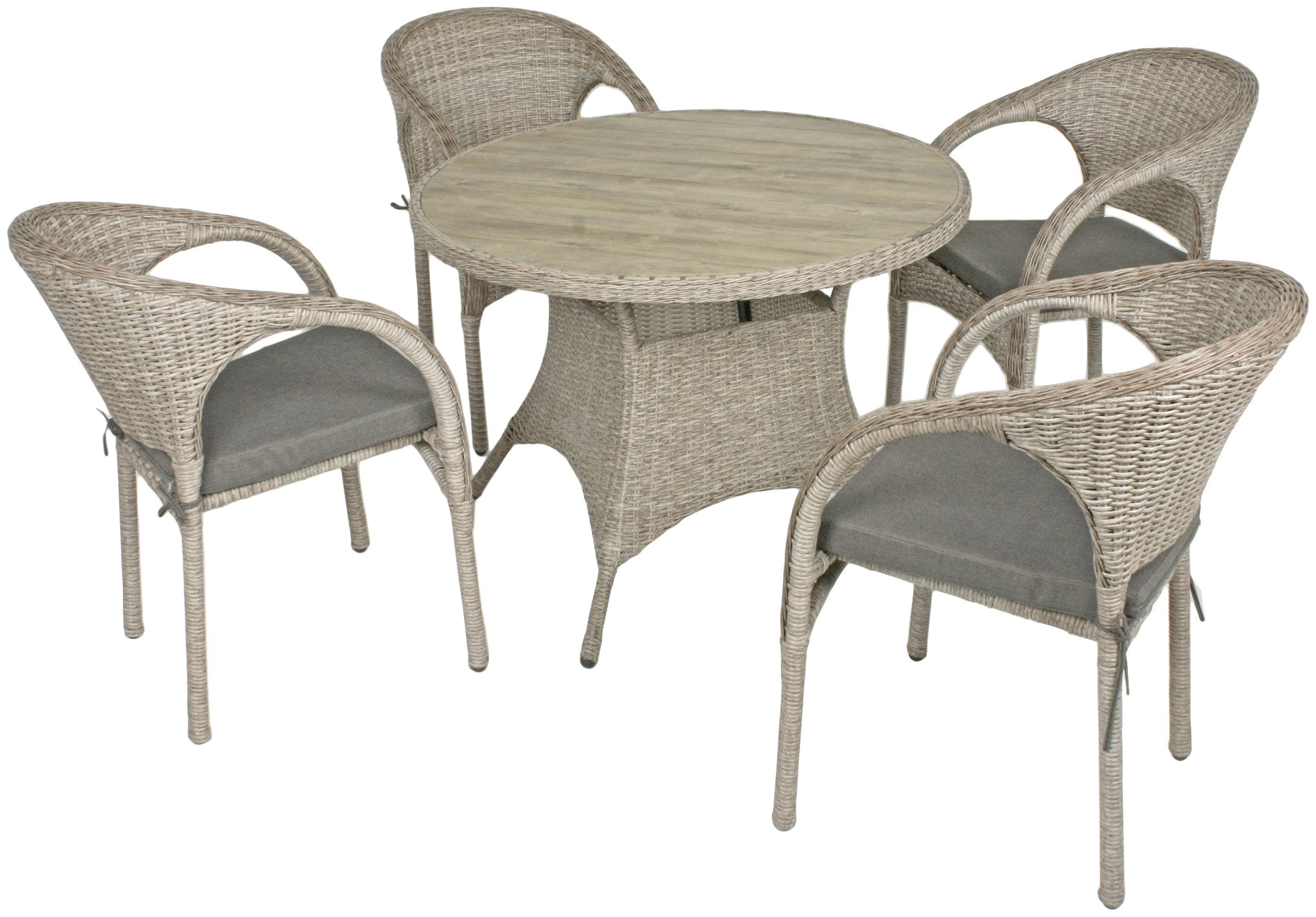 Garden Pleasure Garten-Essgruppe BASTIA, (5-tlg), mit bequemer Polsterung