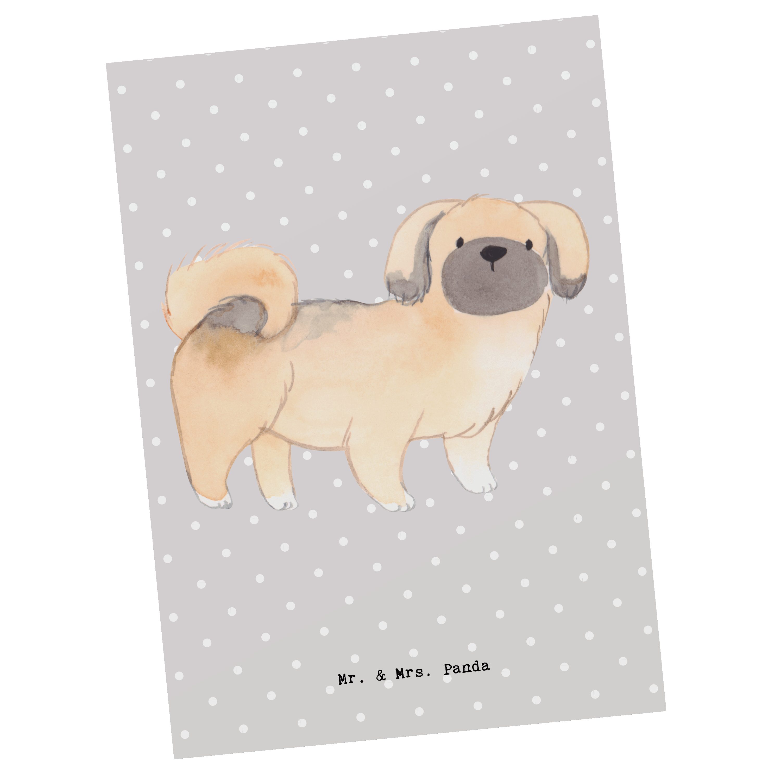 Mr. & Mrs. Panda Postkarte Pastell Gesche - Geschenk, Pekingese Moment - Grau Hund, Dankeskarte