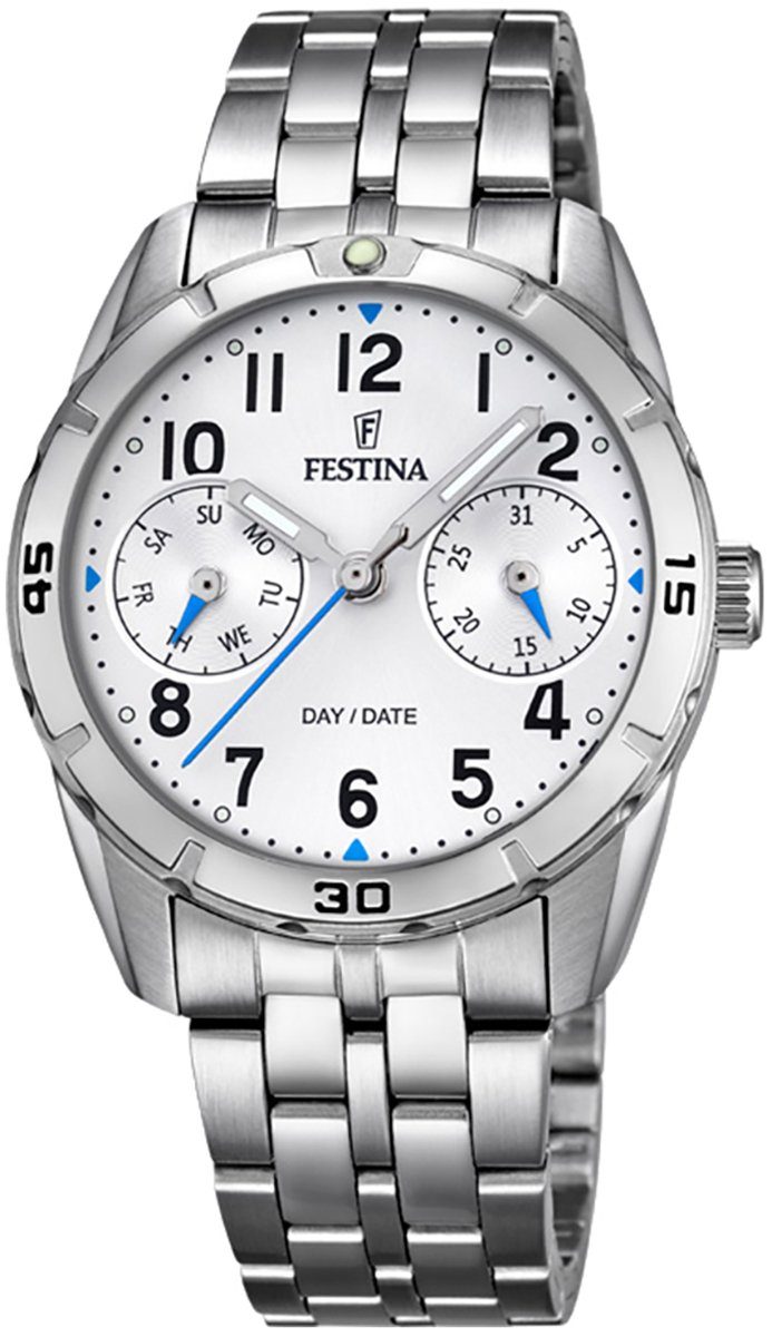 Festina Quarzuhr Festina Kinder-Jugend Uhr F16908/1, Kinder, Jugend Armbanduhr rund, Edelstahlarmband silber