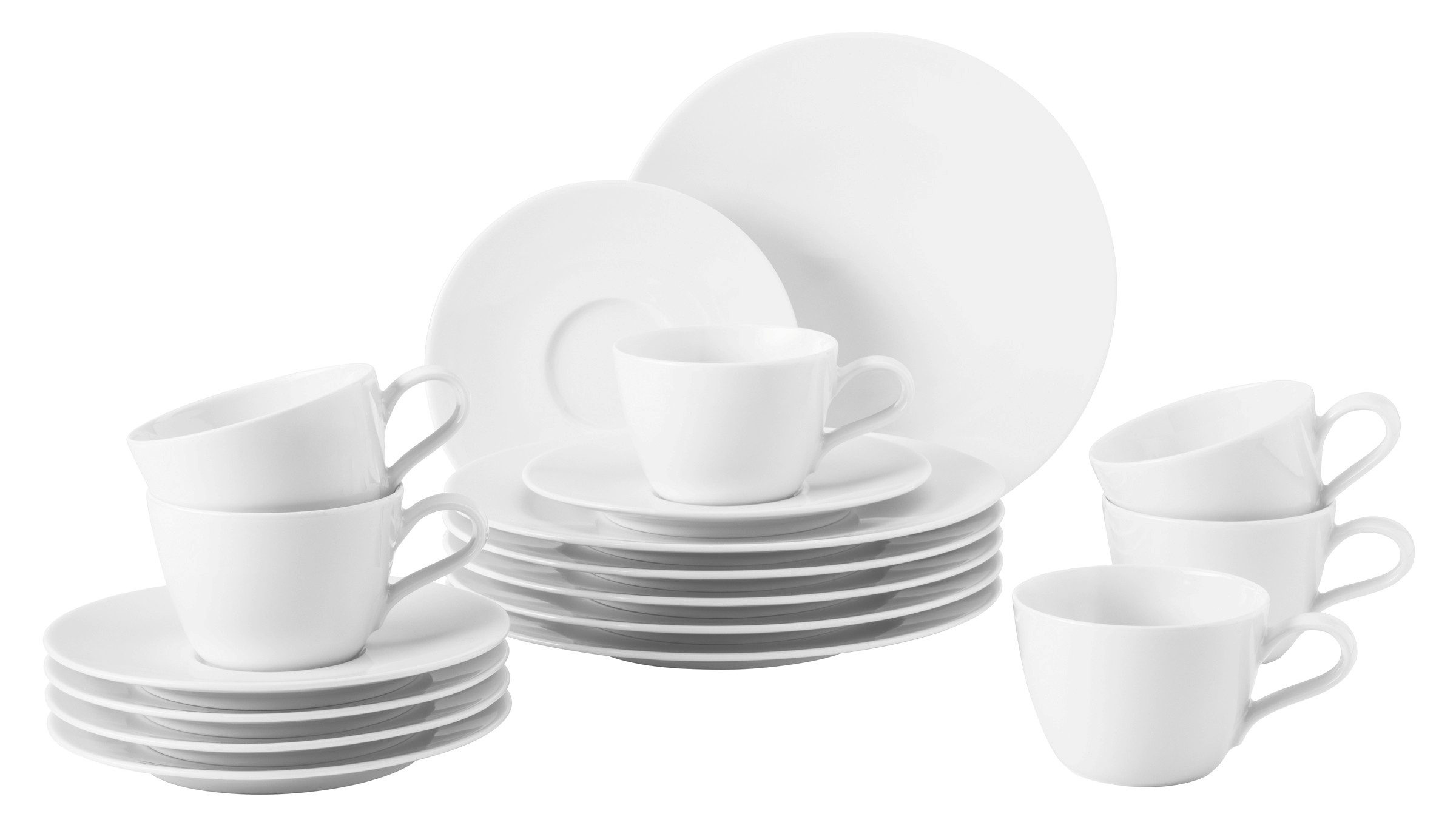 Seltmann Weiden Kaffeeservice Geschirr-Set, Service Life (18-tlg), 6 Personen, Porzellan, Teller-Set, Tassen, weiß, Made in Germany, 18 Teile, für 6 Personen