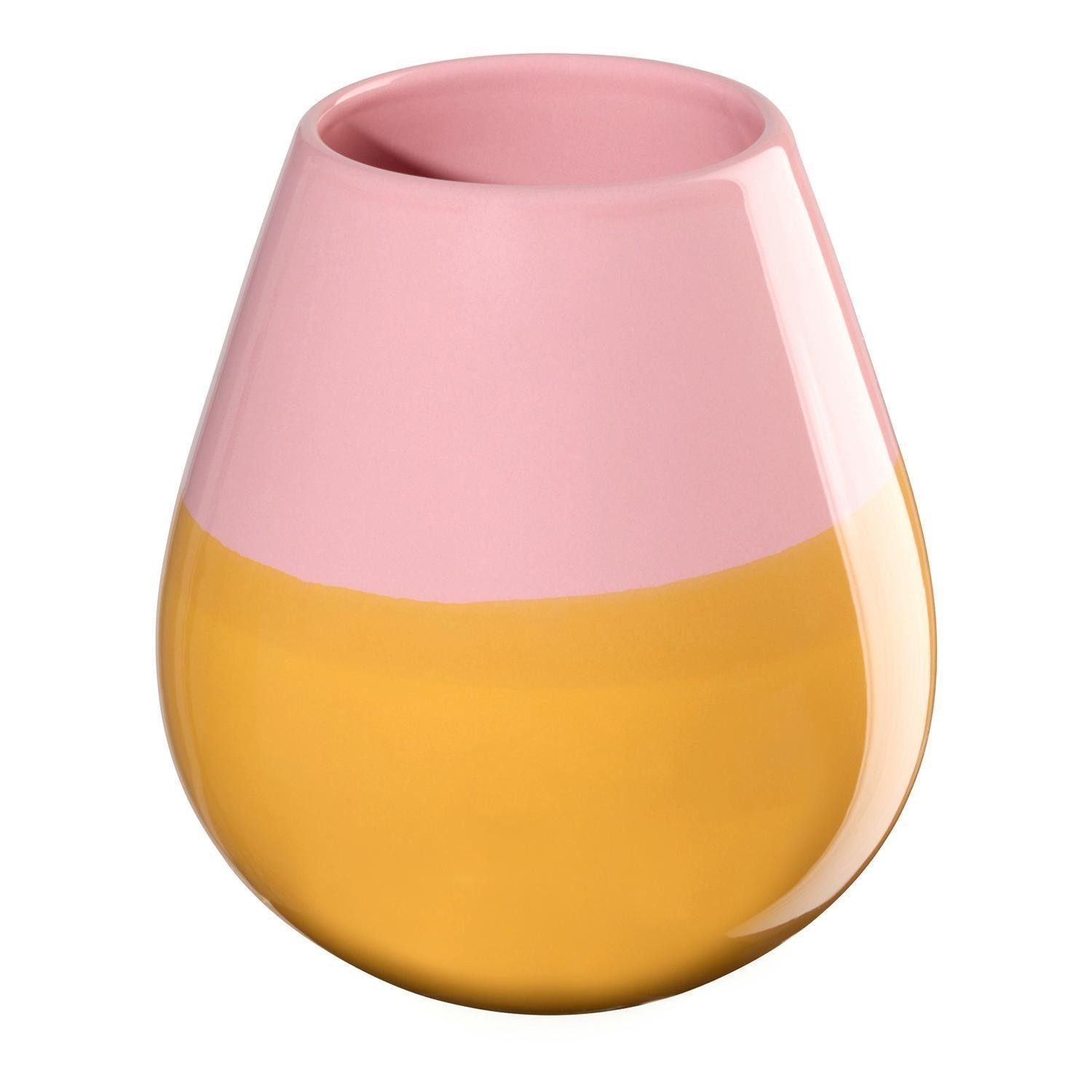 Tischvase EASE JOY, Rosa, Gelb, Steinzeug, H 18 cm
