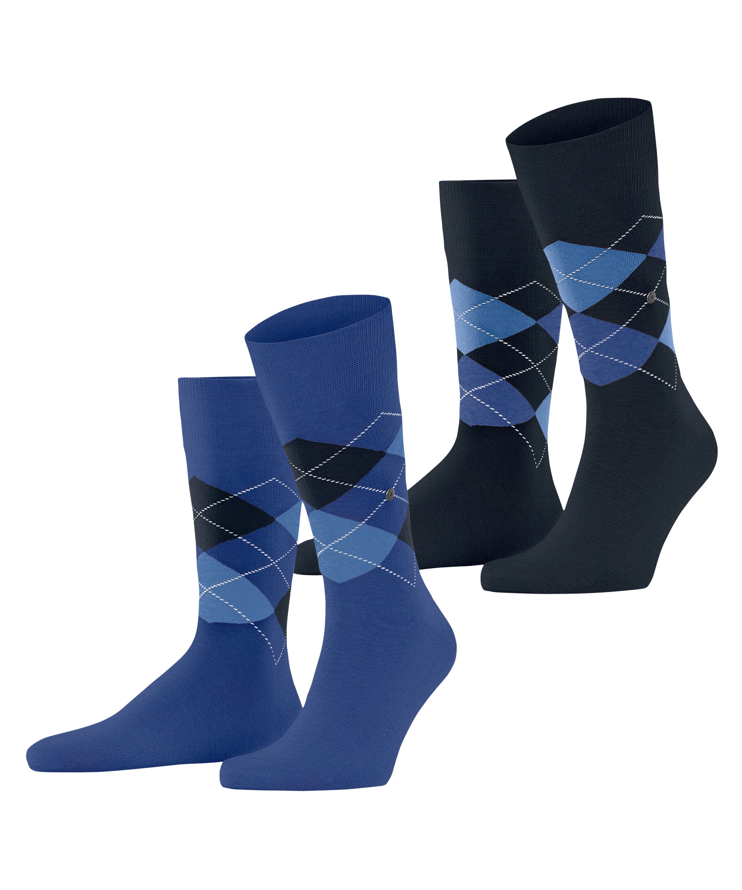 Burlington 2-er Set Socken Blau mit Argyle-Muster günstig online kaufen