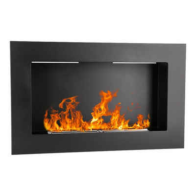 Stillerbursch Echtfeuer-Dekokamin Ethanol-Kamin mit Kaminglas zur Wandmontage Schwarz 65x40cm (Designkamin, 1-St., Wandkamin), Mit Bioethanol Brenner