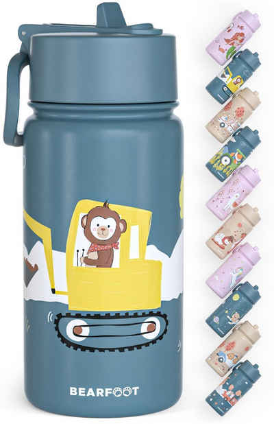 BEARFOOT Trinkflasche Thermo Kinder Trinkflasche Edelstahl - Bagger, Thermosflasche, auslaufsicher, Edelstahl, Kinderflasche, BPA-frei