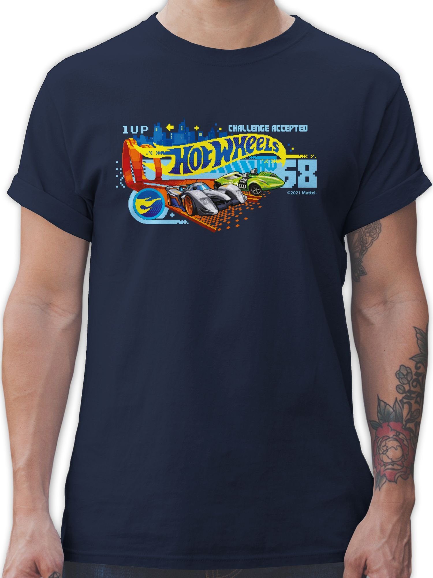 Shirtracer T-Shirt 8-Bit Challenge Accepted Hot Wheels Herren 01 Navy Blau