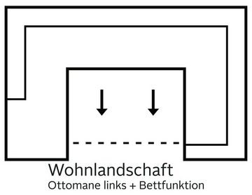 COLLECTION AB Wohnlandschaft John U-Form, mit Bettfunktion, wahlweise mit Federkern