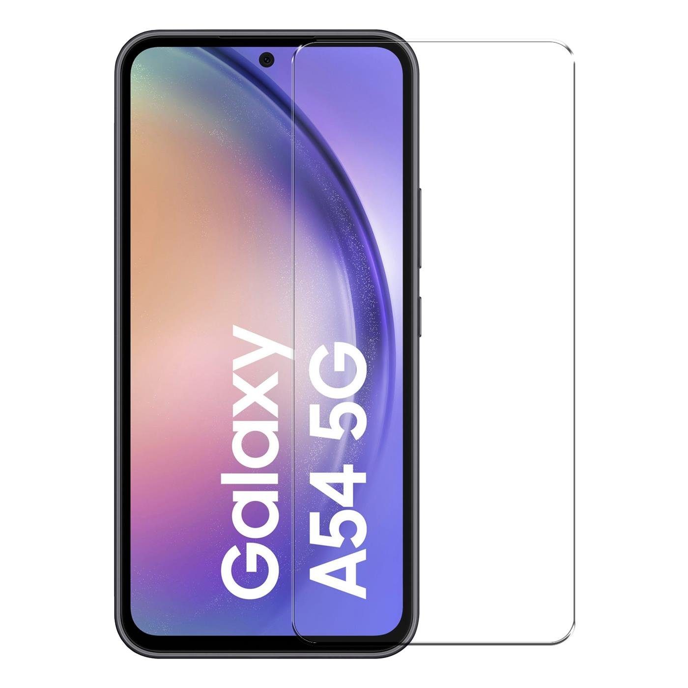 CoolGadget Schutzfolie Panzerfolie für Samsung Galaxy A54 5G, (9H Härtegrad, 2x Schutzglas, 1xReinigungset), Displayfolie Panzer Schutzfolie 2 Stück für Samsung A54 5G Glas Folie