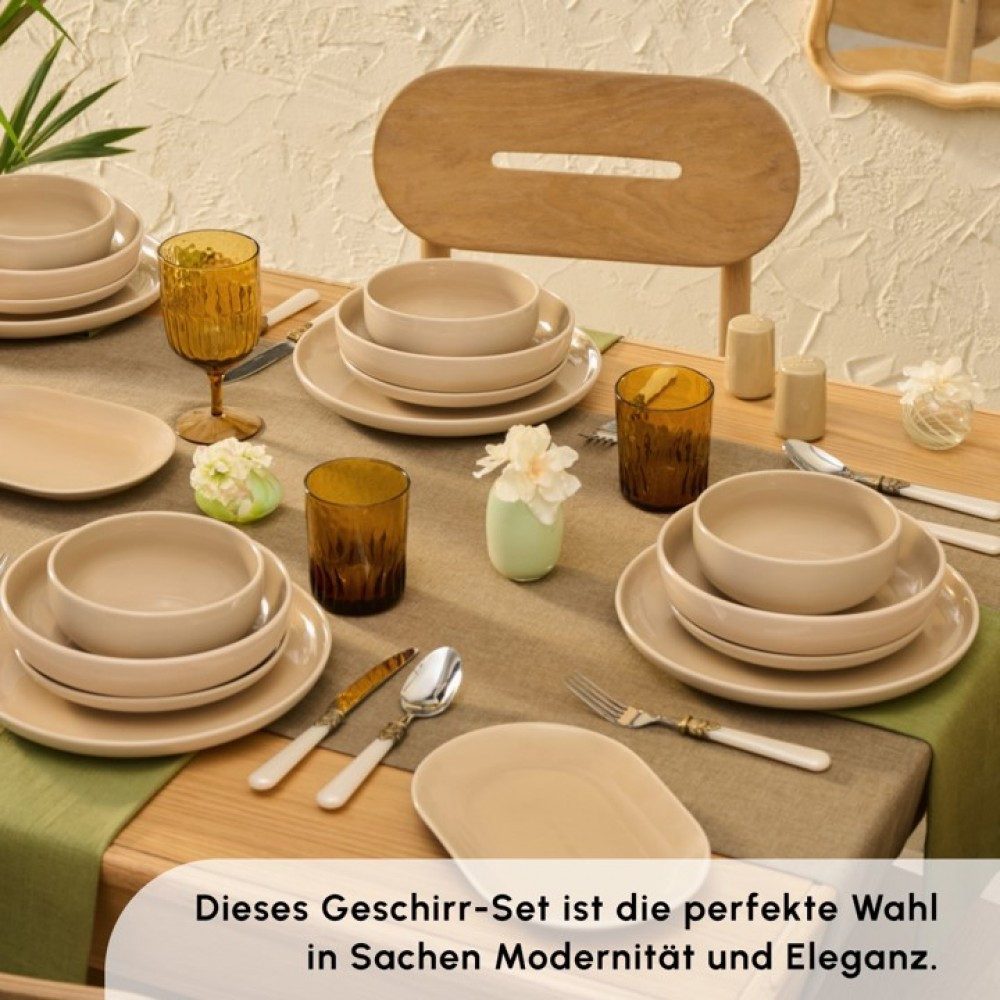 Karaca Geschirr-Set Karaca Terra Geschirrset für 8 Personen 36-tlg Tafelservice - Creme