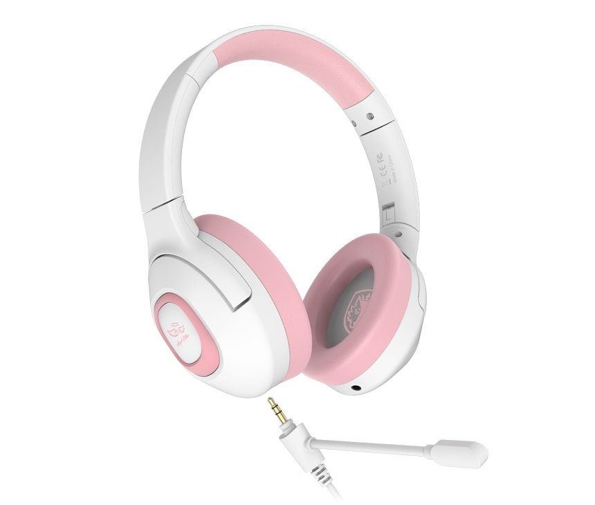 Sades Shaman SA-724 Gaming Headset, weiß/pink, USB, kabelgebunden Gaming-Headset (Mikrofon abnehmbar, Stereo, Over Ear, PC, PST, XBox, Nintendo Switch, VR, Phone)