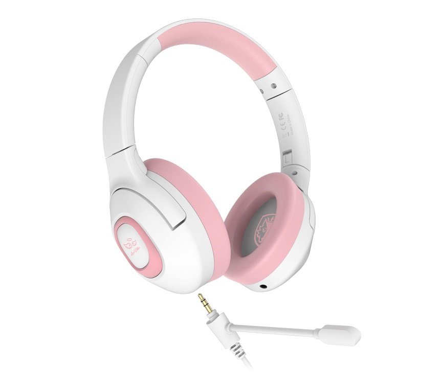 Sades Shaman SA-724 Gaming Headset, weiß/pink, USB, kabelgebunden Gaming- Headset (Mikrofon abnehmbar, Stereo, Over Ear, PC, PST, XBox, Nintendo  Switch, VR, Phone)