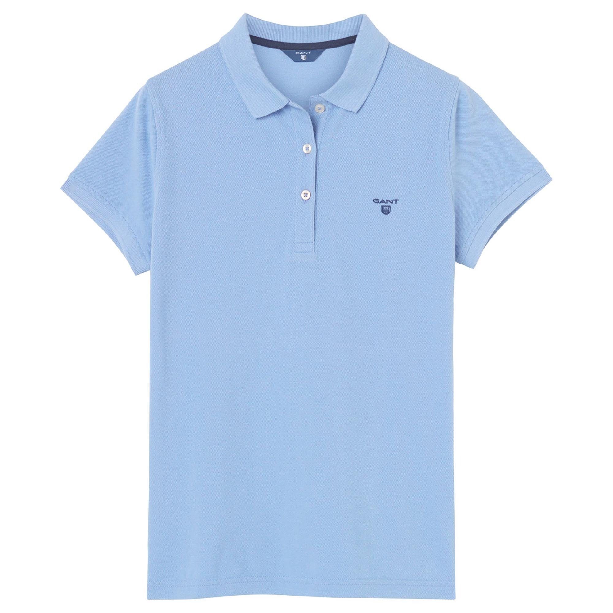 Pique, Blau - Damen (Gentle Poloshirt Halbarm Blue) Summer T-Shirt Gant MD.