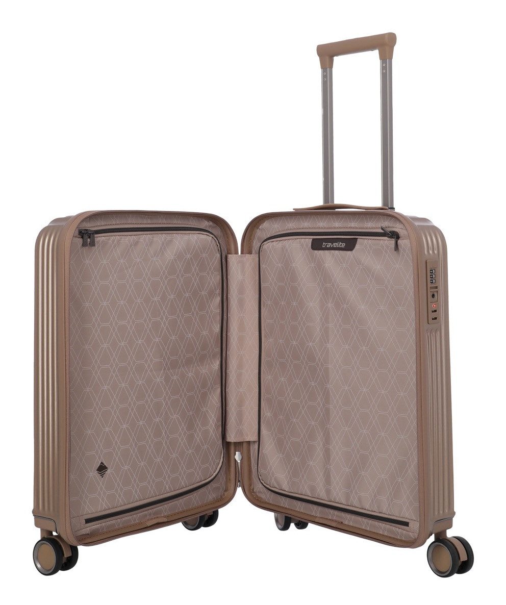 travelite Hartschalen-Trolley PAROS Reisekoffer Hartschale, 4 Rollen, Kreuzspanngurten – robustes ABS-Reisegepäck